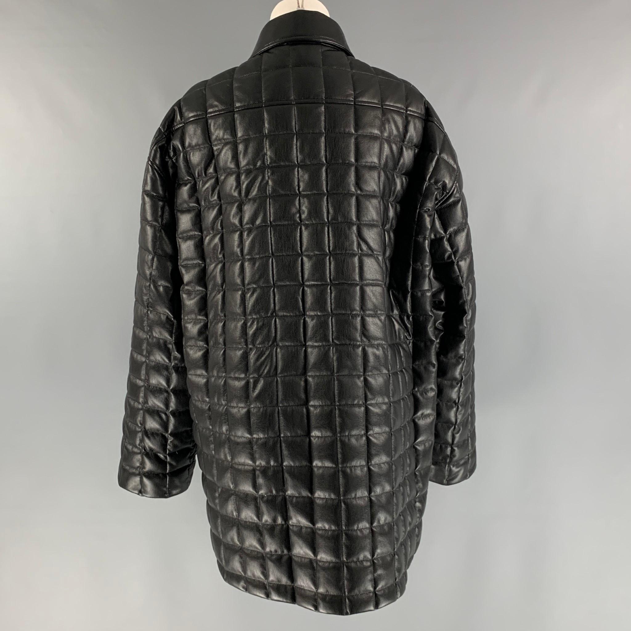 Women's IENKI IENKI Size XS Black Polyester Blend Quilted Faux Leather Jacket