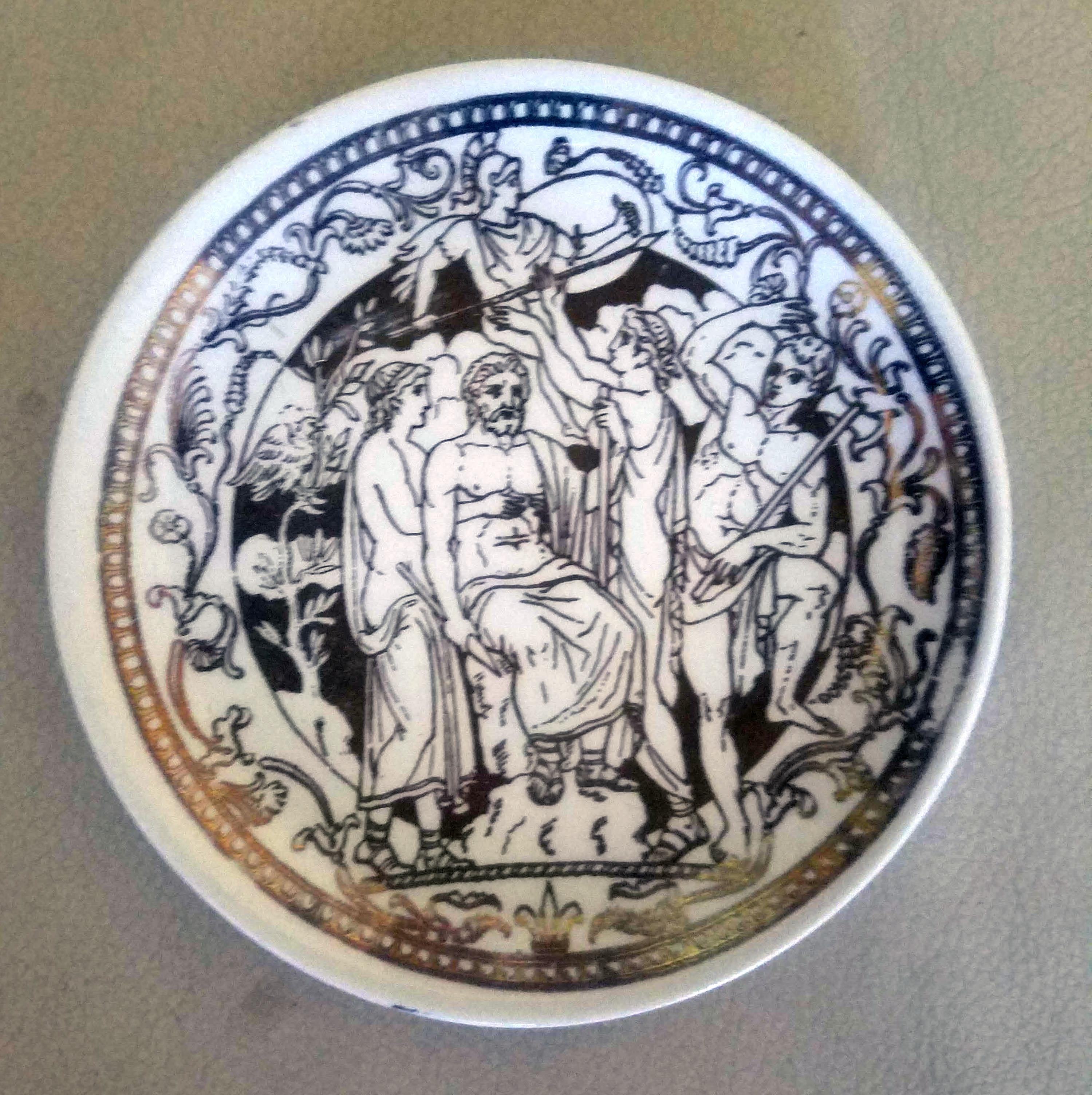 Iero Fornasetti Coasters with Original Faux Bois Box, Mitologia Pattern, 1955 4