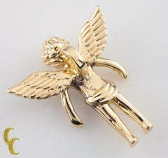 If & Co. 14 Karat Yellow Gold Diamond Cherub Angel Pendant 0.90 Carat