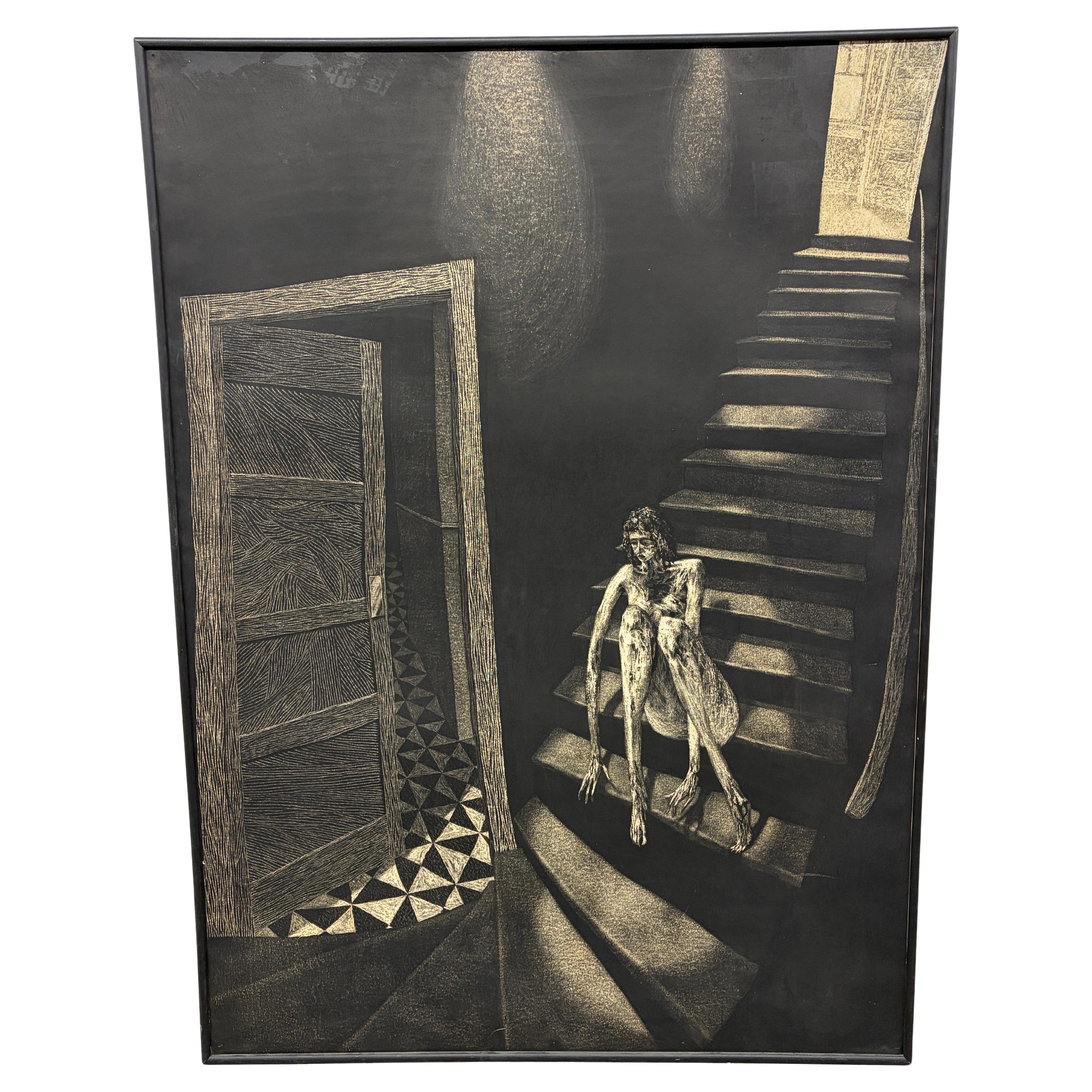 "If Inbetween" Ink on Paper Drawing by Peter Drake (b. 1957), 1985 For Sale