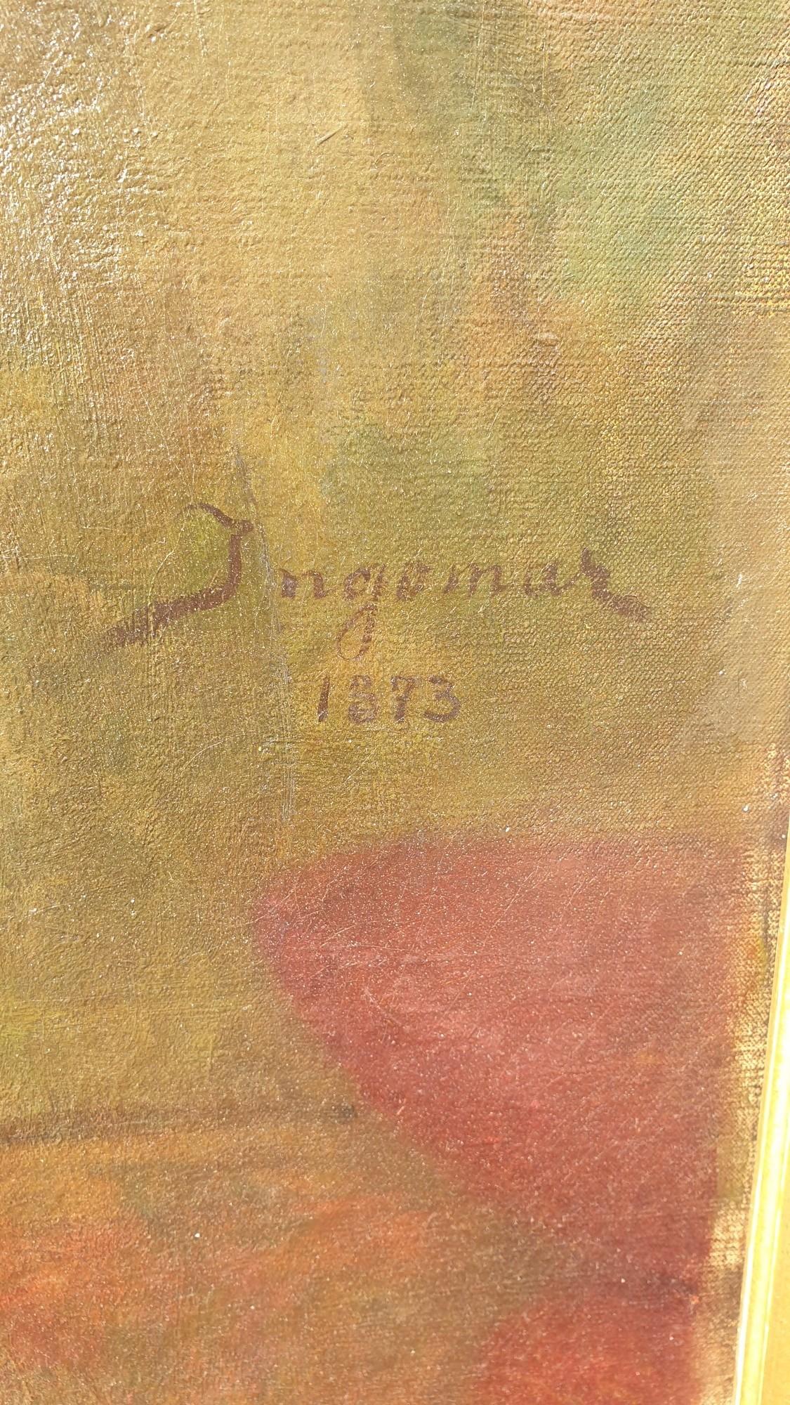 If Ingomar, The Overturned Vase, signiert, spätes 19. Jahrhundert (Farbe) im Angebot