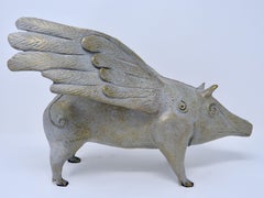 If Pigs Could Fly Surrealism Bronze Sculpture by Leonora Carrington P/T, 2011
