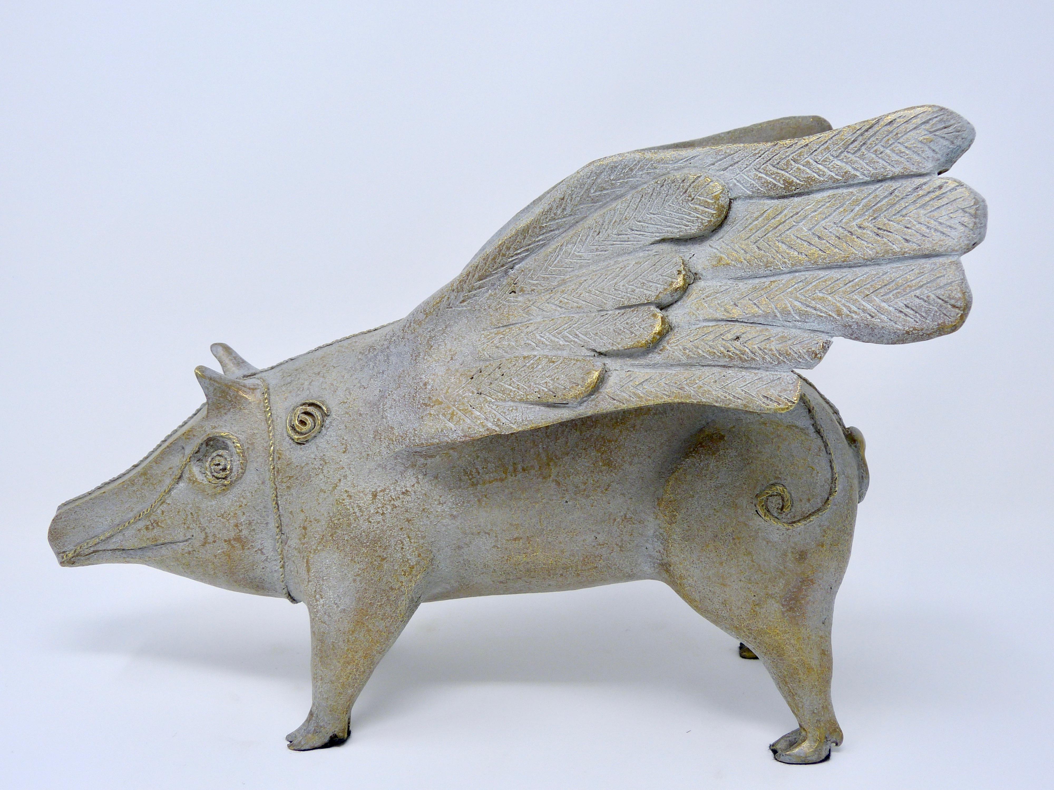 Mexican If Pigs Could Fly Surrealism Bronze Sculpture by Leonora Carrington P/T, 2011 For Sale