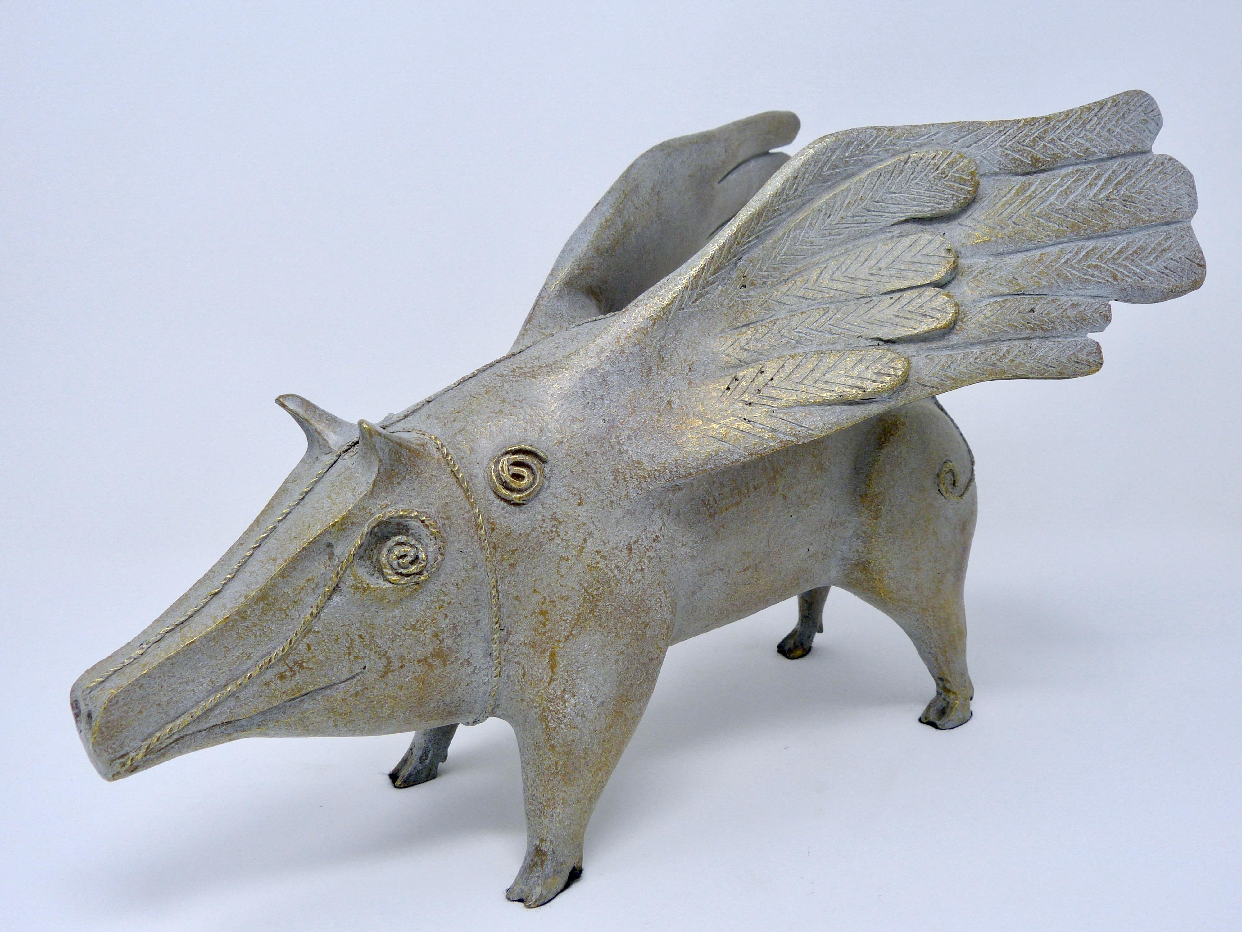 If Pigs Could Fly Surrealism Bronze Sculpture by Leonora Carrington P/T, 2011 In Excellent Condition For Sale In Torreon, Coahuila