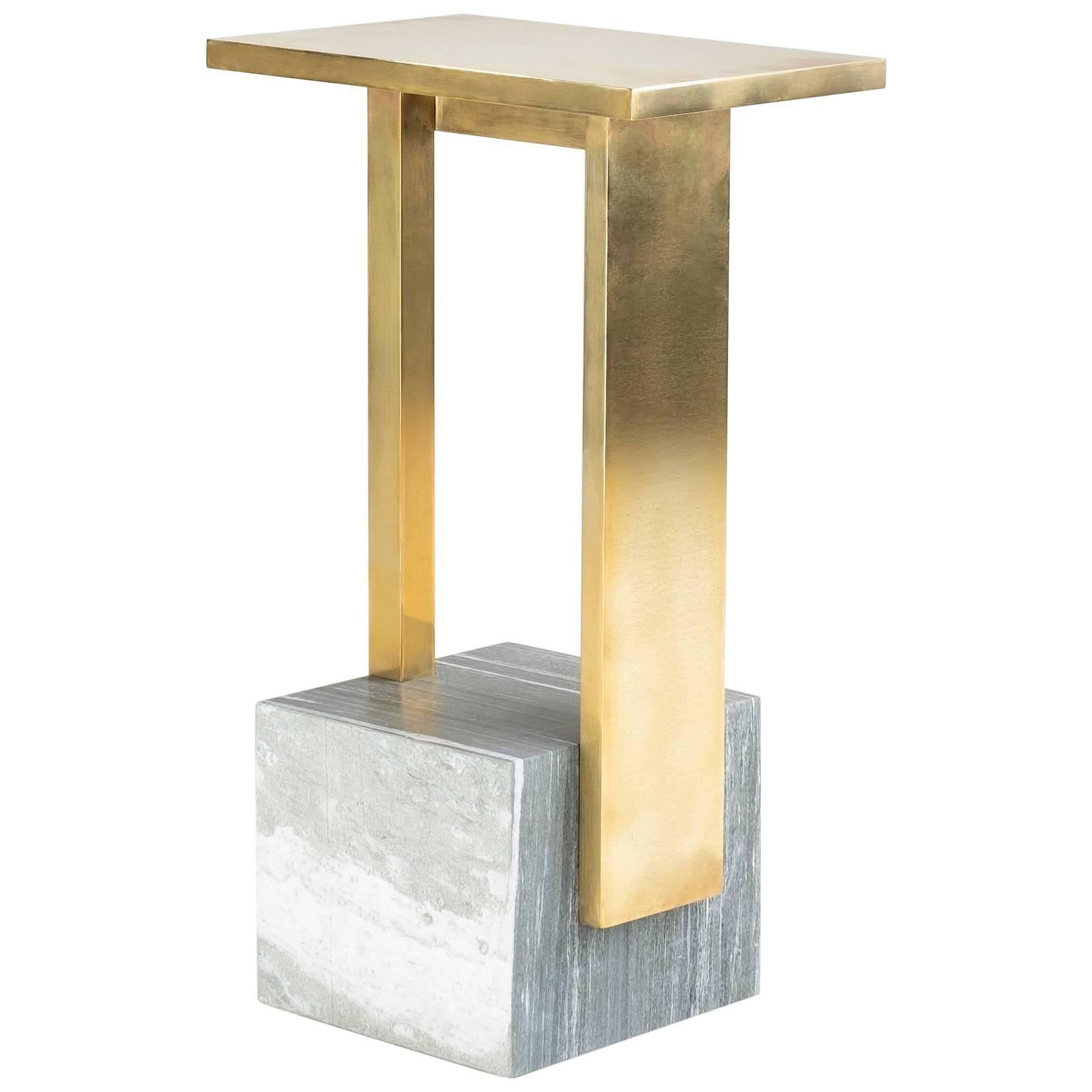 If Table III, Brass and Marble, Signed Noro Khachatryan