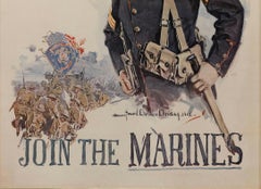 Poster antico dei Marines degli Stati Uniti per la prima guerra mondiale, "Se vuoi combattere! / Unisciti ai Marines" 1915