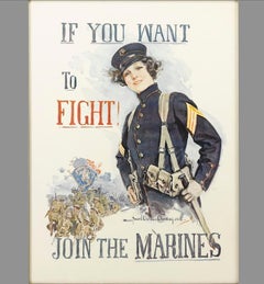 If You Want To Fight Join The Marines World War I Recruitment Poster, 1917