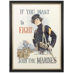 If You Want To Fight Join The Marines World War I Recruitment Poster, 1917