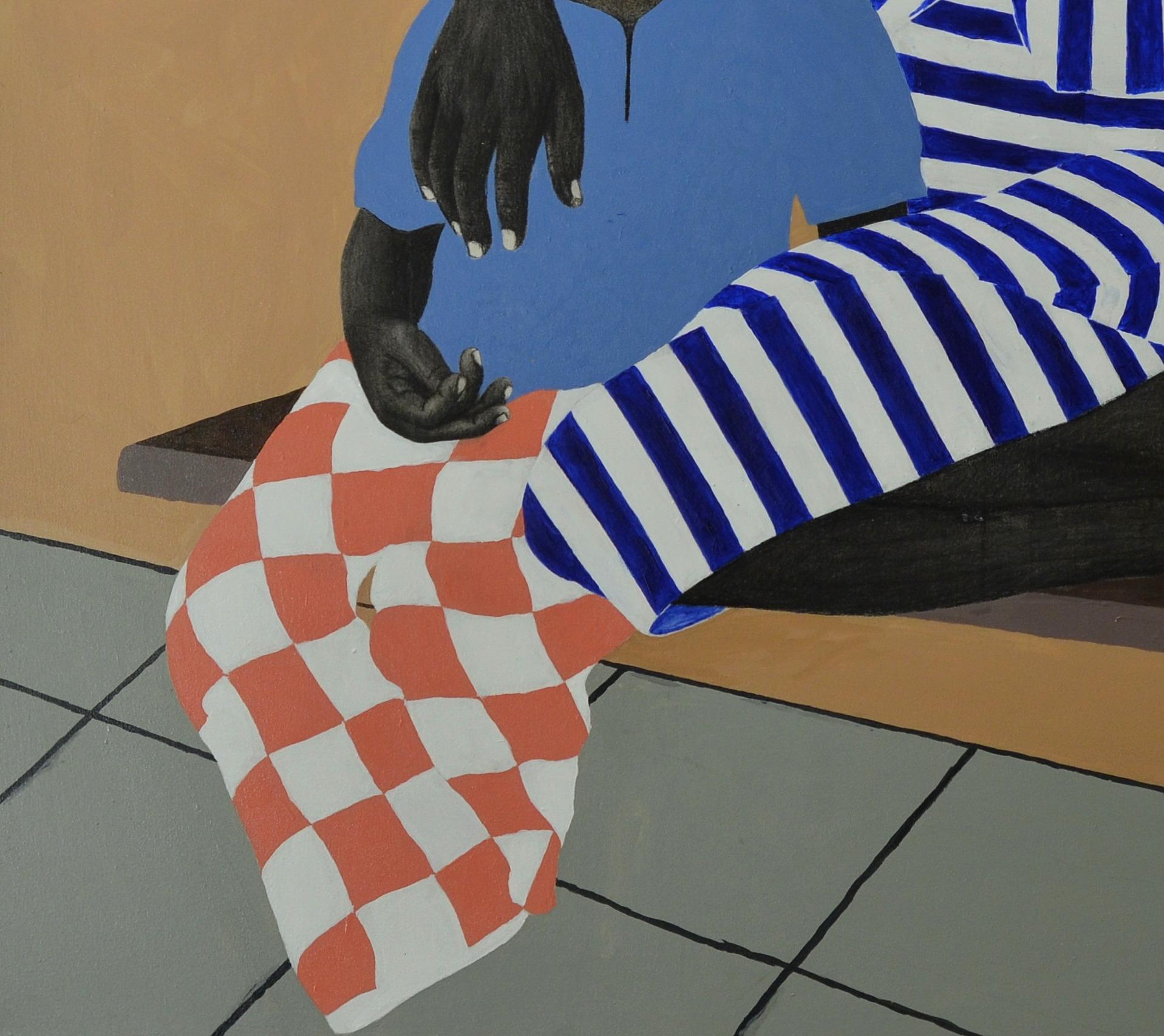 Nkechi e Daniel - Figurative Painting Marrone di Ife Kalejaiye