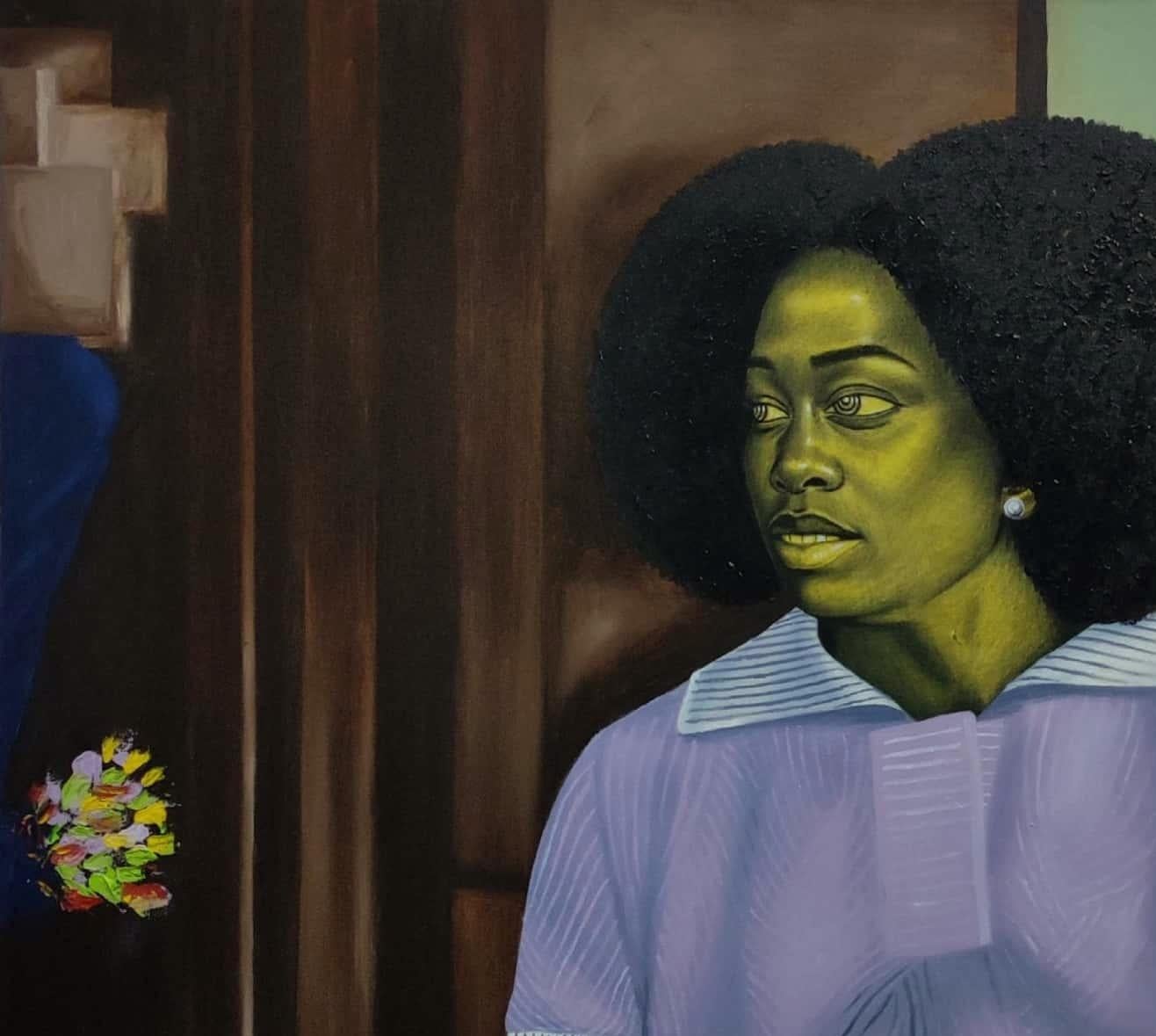 She Tarries - Painting by Ife Kalejaiye