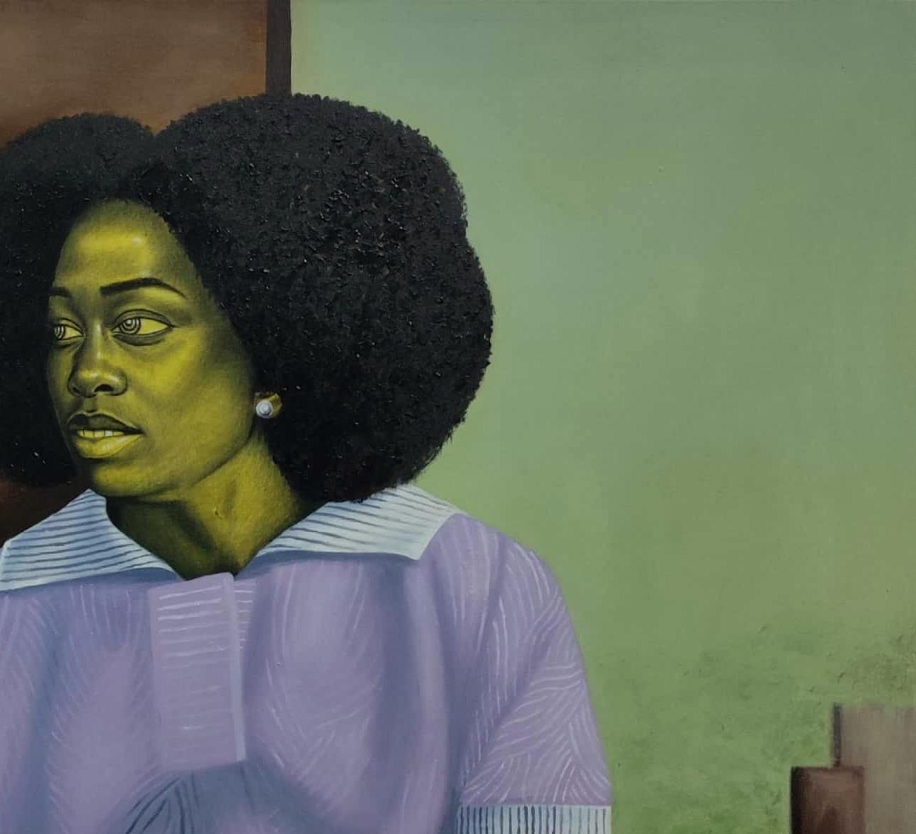 She Tarries - Expressionist Painting by Ife Kalejaiye