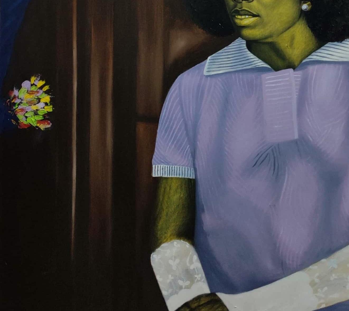 Se demora - Figurative Painting Negro de Ife Kalejaiye