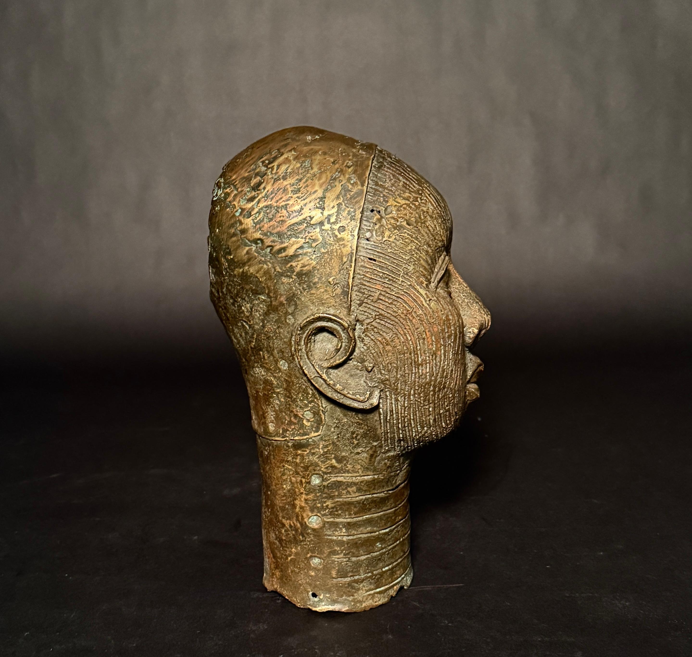 Tribal Ife-Style Yoruba Bronze Portrait Head, Nigeria For Sale