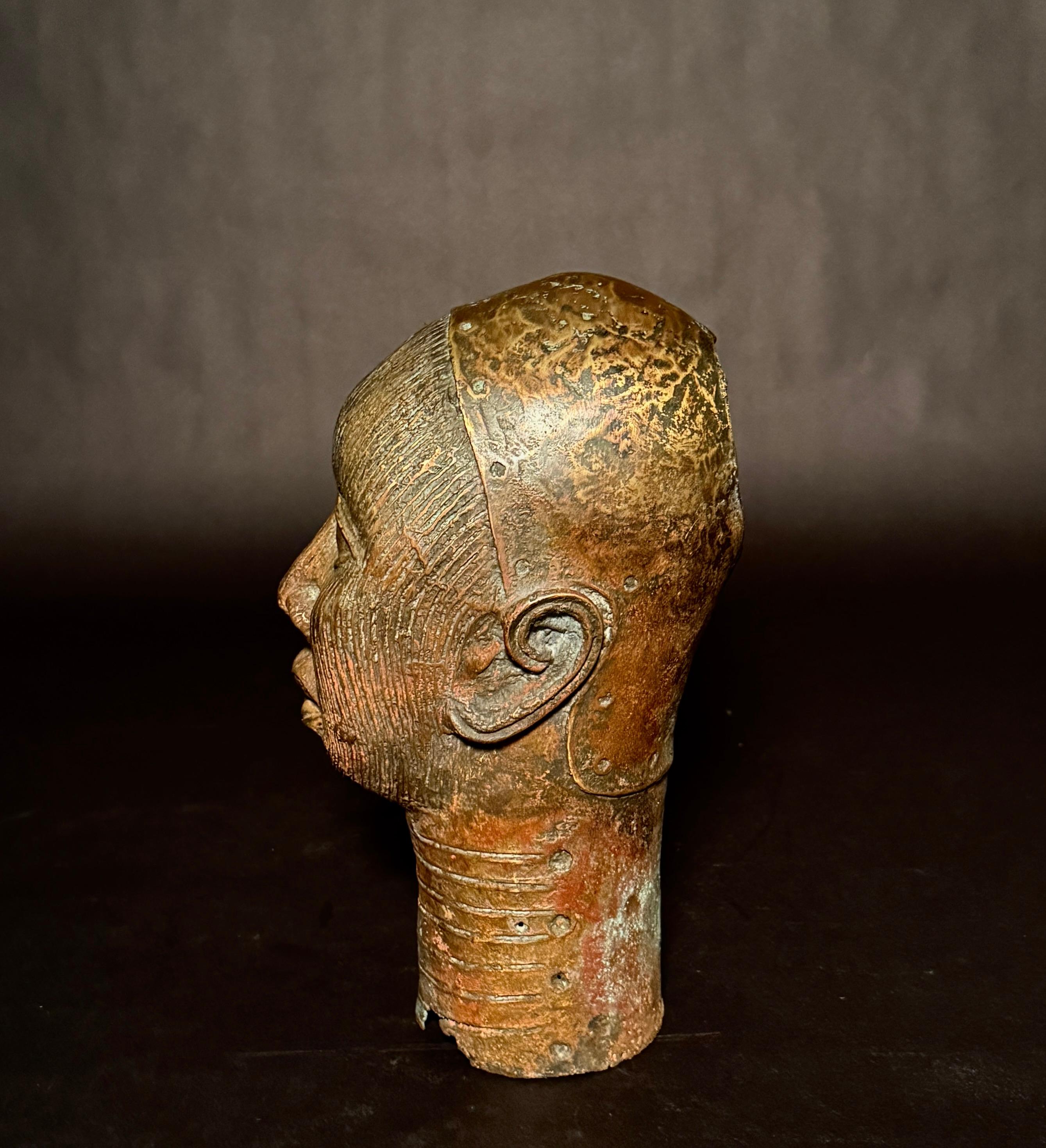 Nigerian Ife-Style Yoruba Bronze Portrait Head, Nigeria For Sale
