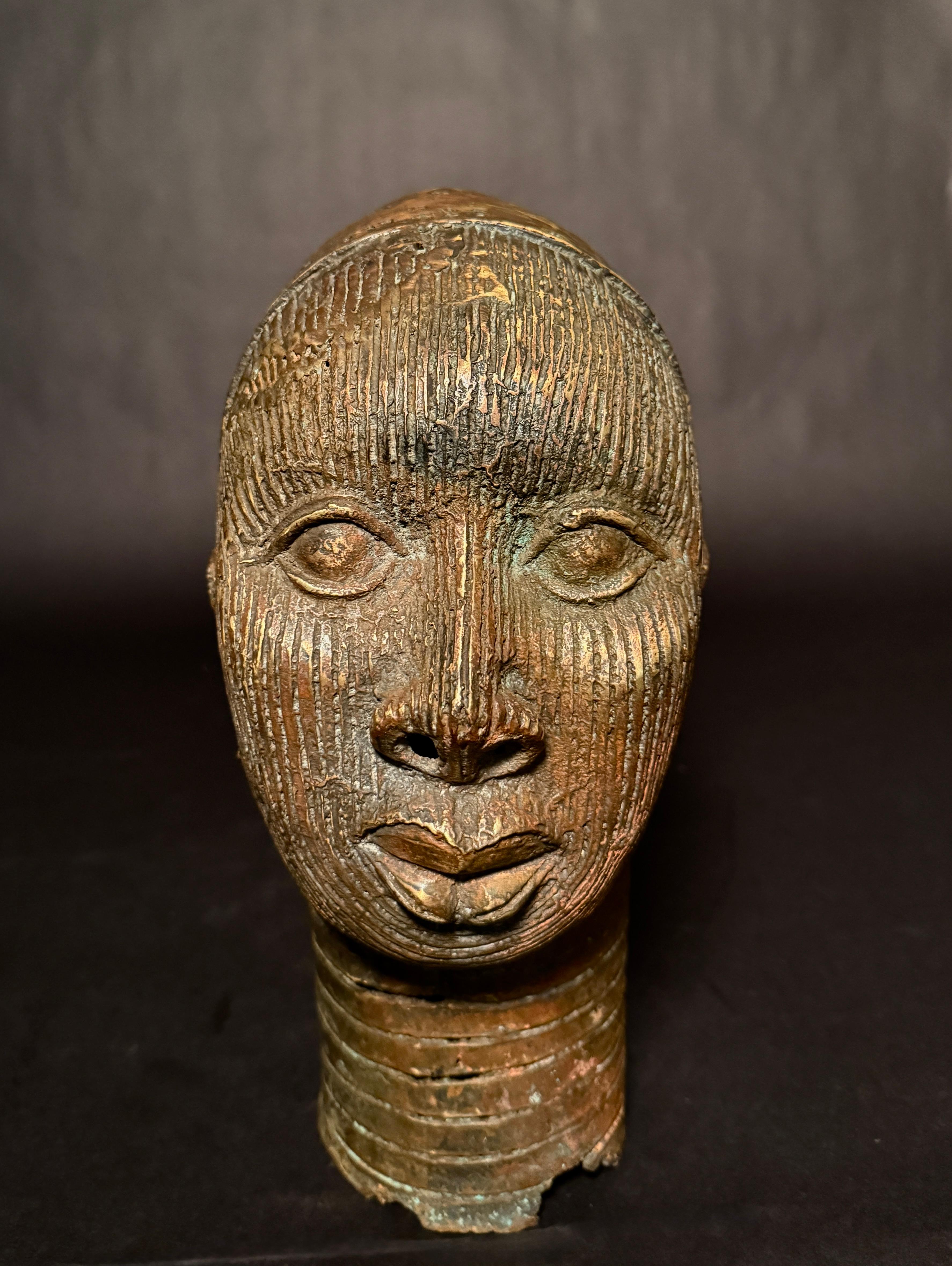 Ife-Style Yoruba Bronze Portrait Head, Nigeria In Good Condition For Sale In Norwood, NJ