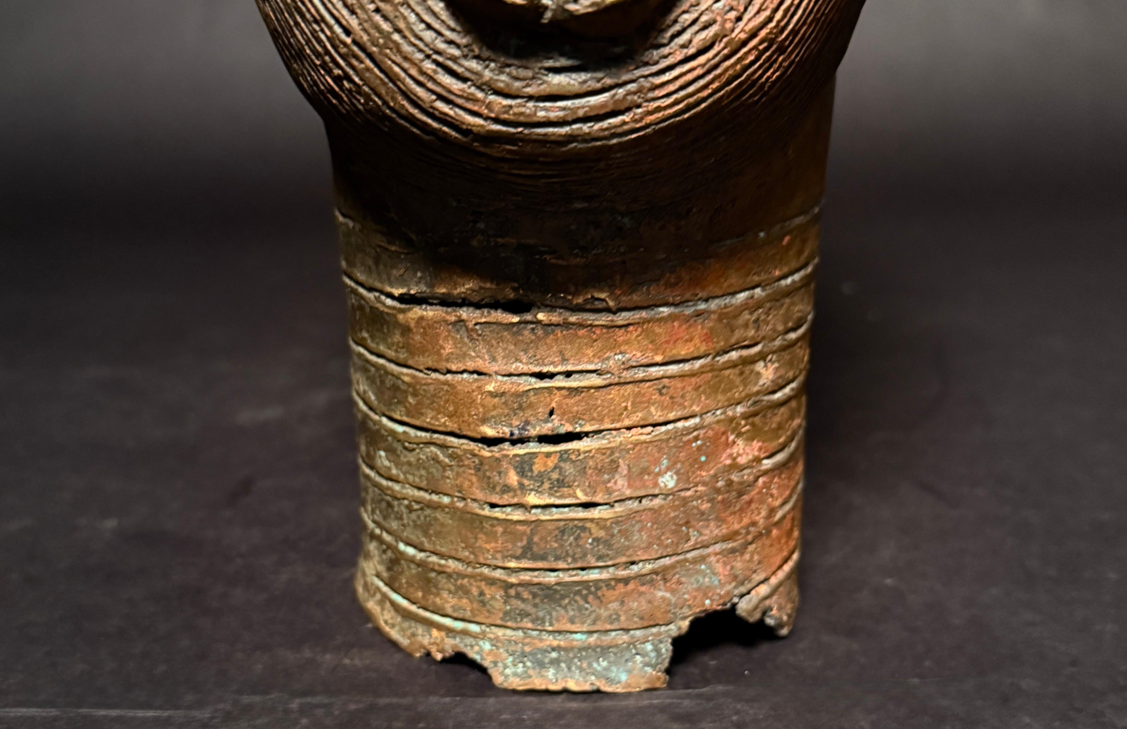 20th Century Ife-Style Yoruba Bronze Portrait Head, Nigeria For Sale