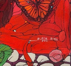 « Les roses ne sont pas seulement rouges » (2022) par Ifeoluwa Alade, peinture originale en techniques mixtes