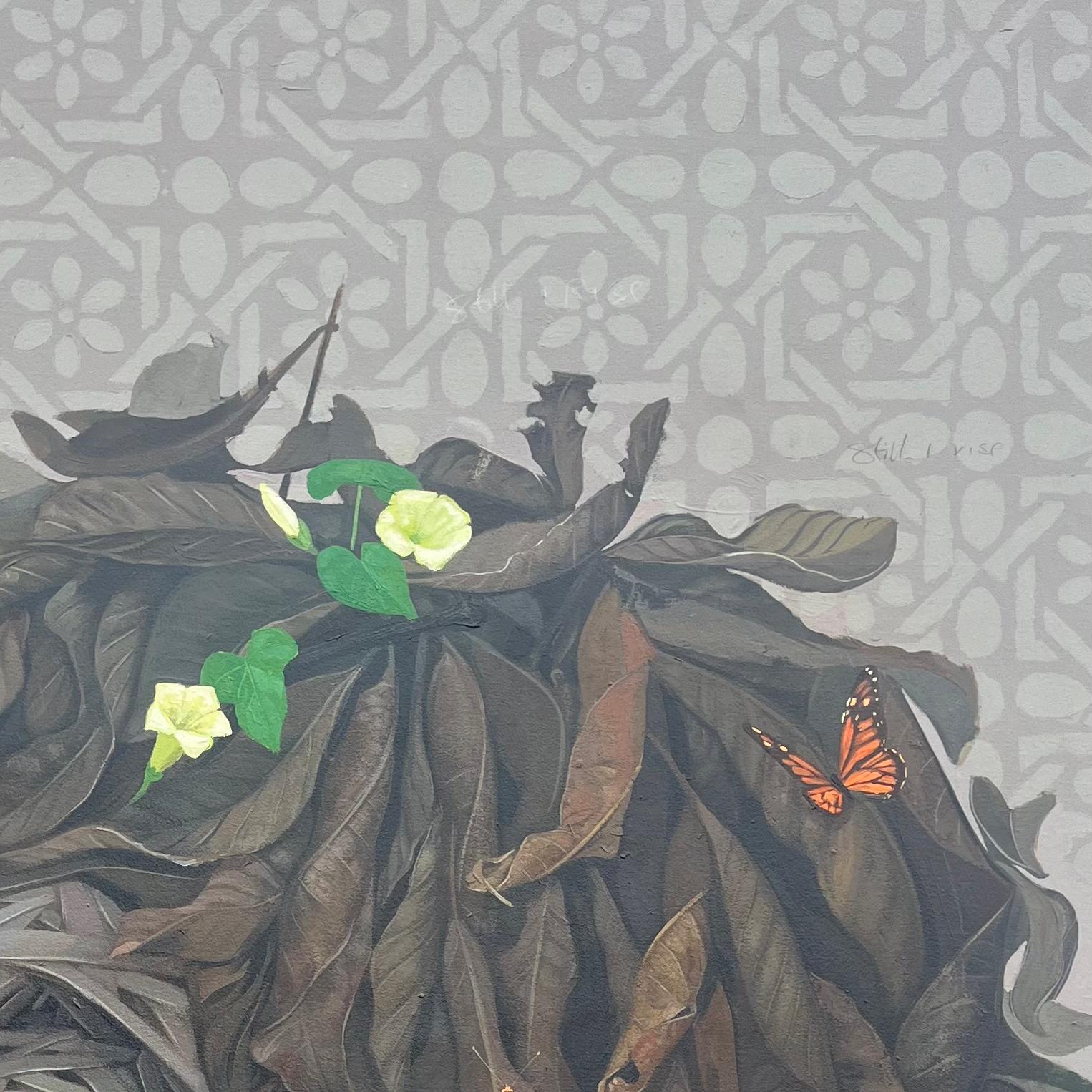 Still I Rise (1)* è un dipinto originale in acrilico dell'artista nigeriana Ifeoluwa Alade, realizzato nel 2024 nell'ambito della sua mostra personale *The Sprout of Hope* presso Abend Gallery. Eseguita con la tecnica dell'araismo - un intricato