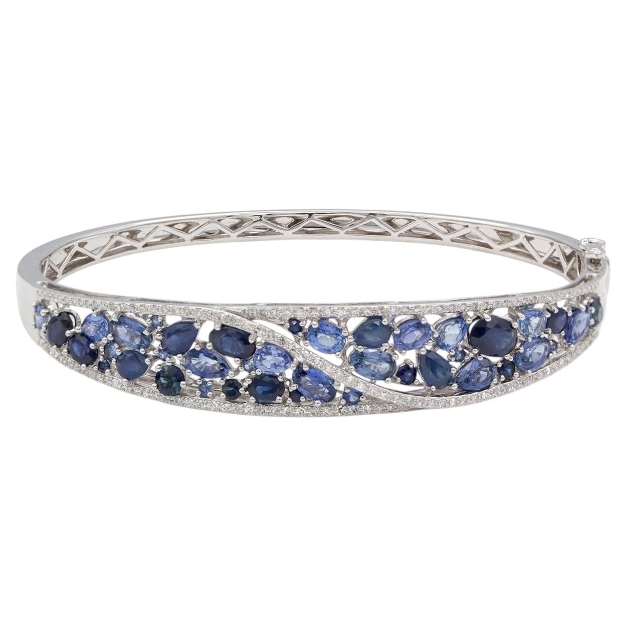Bracciale IFFY in oro bianco 14k con zaffiro e diamante