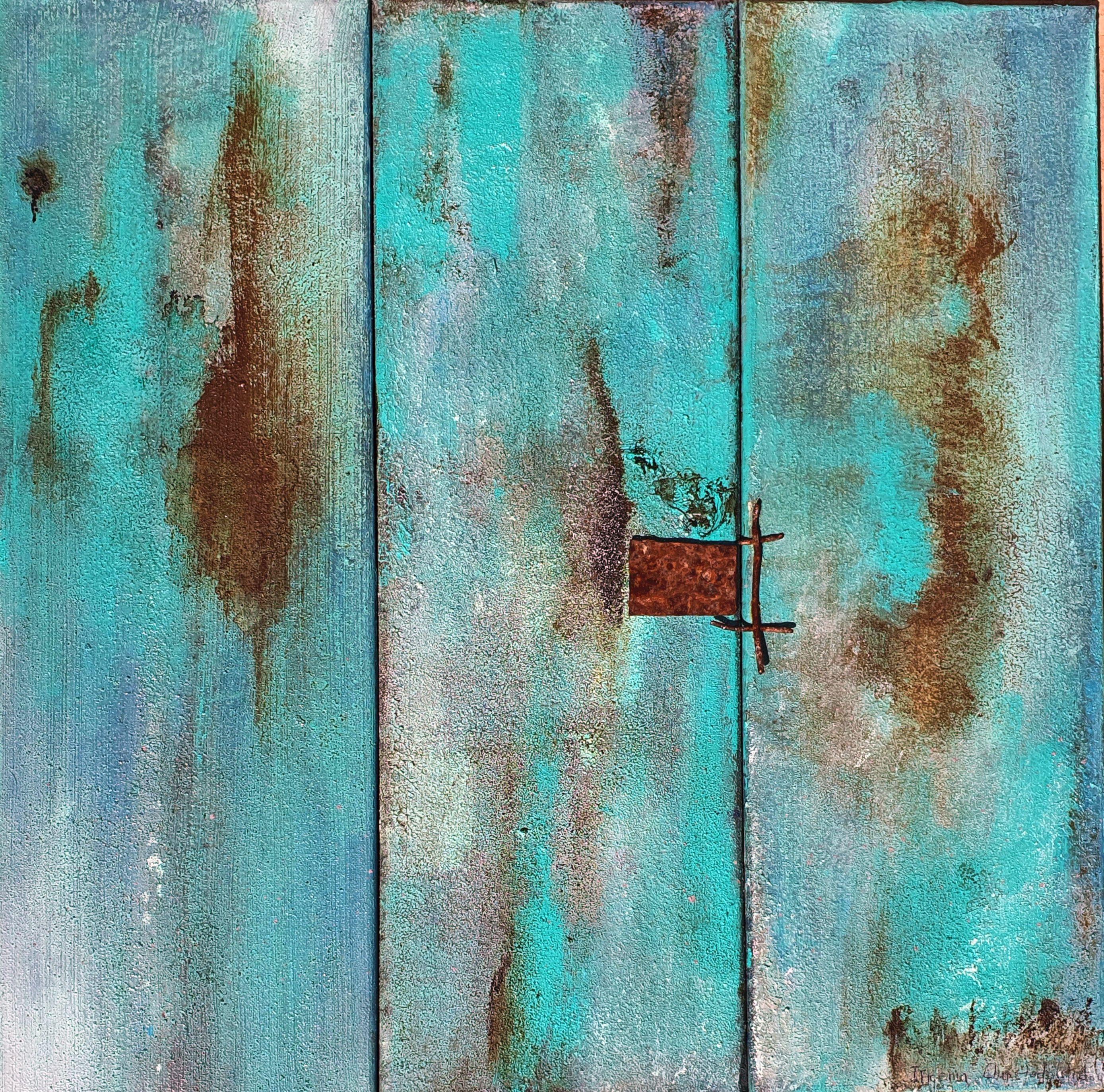 Ifigenia christodoulidou Abstract Painting - "Aegean Blues", Painting, Acrylic on Canvas