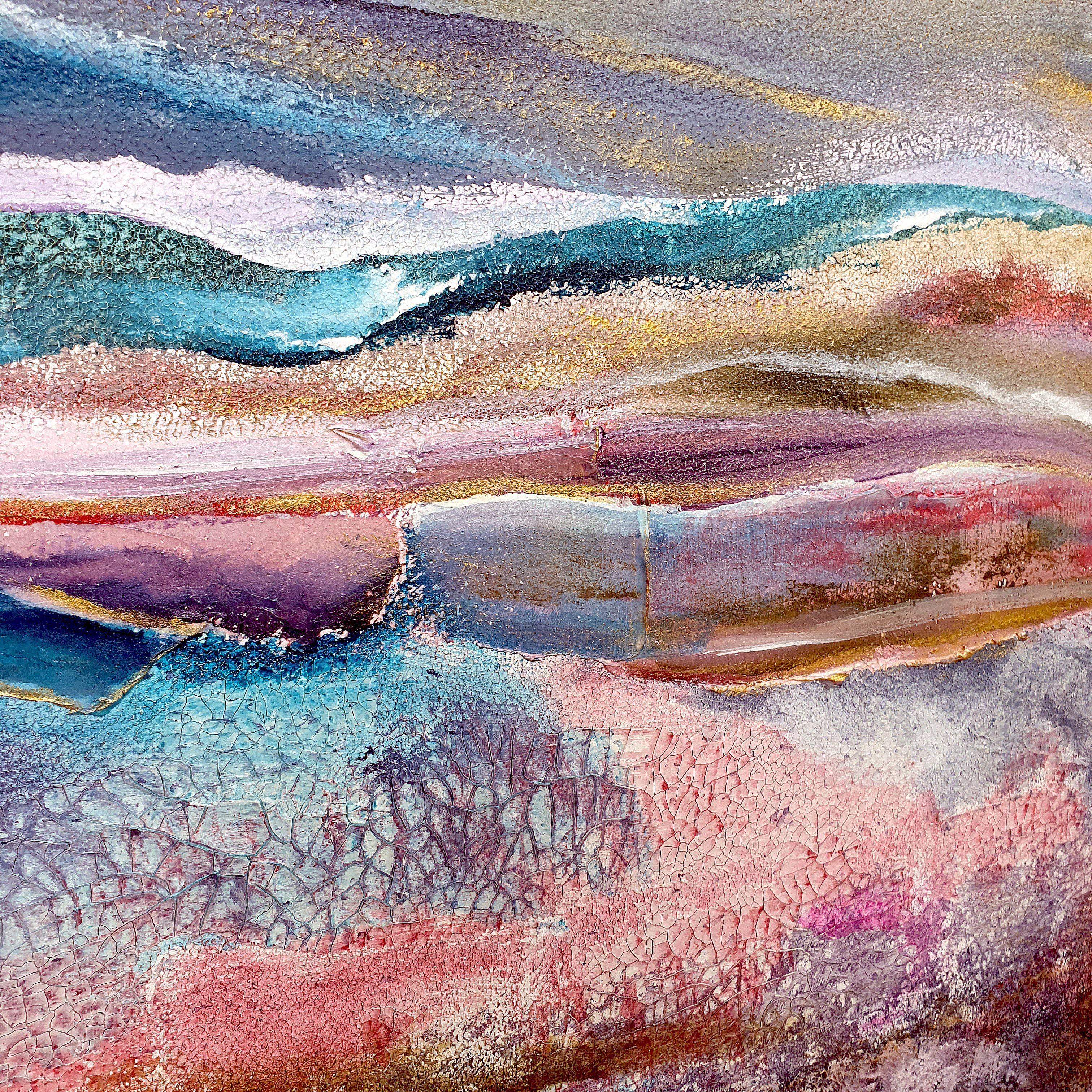 Primavera, Pintura, Acrílico sobre lienzo - Abstract Painting Gris de Ifigenia christodoulidou
