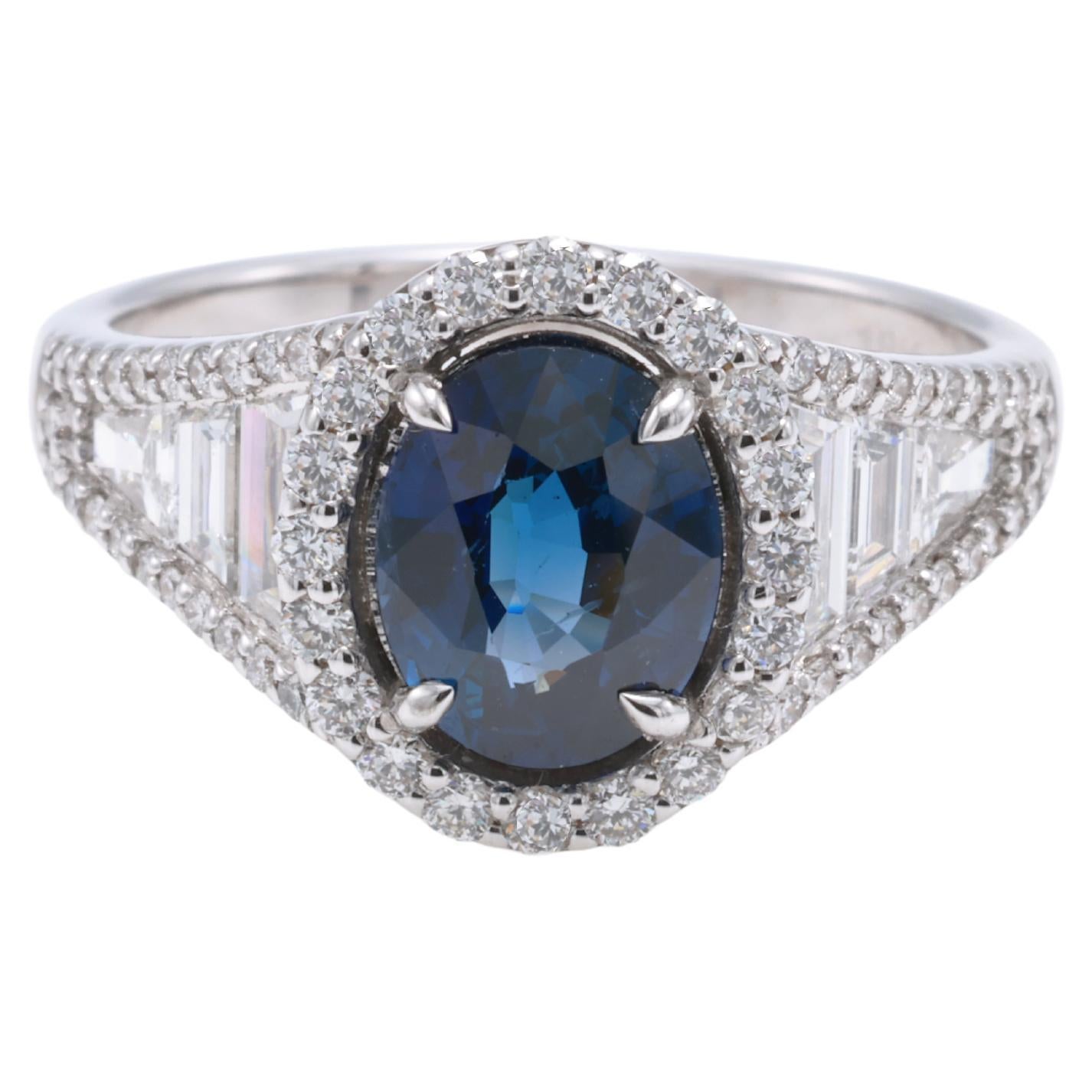 IGA Certified 1.61 Carat Siam Vivid Blue Sapphire Ring