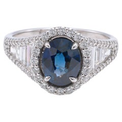 IGA Certified 1.61 Carat Siam Vivid Blue Sapphire Ring