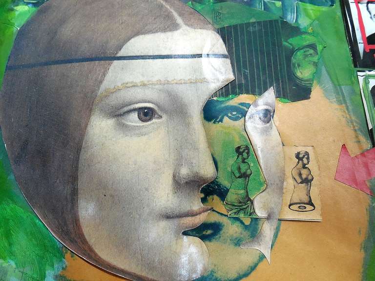 Pittura israeliana a tecnica mista, collage di foto astratte surrealiste Tumarkin in vendita 3