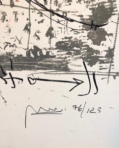 Israeli Tumarkin Abstract Modernist Graffiti Art Lithograph Print "Broken Hour"