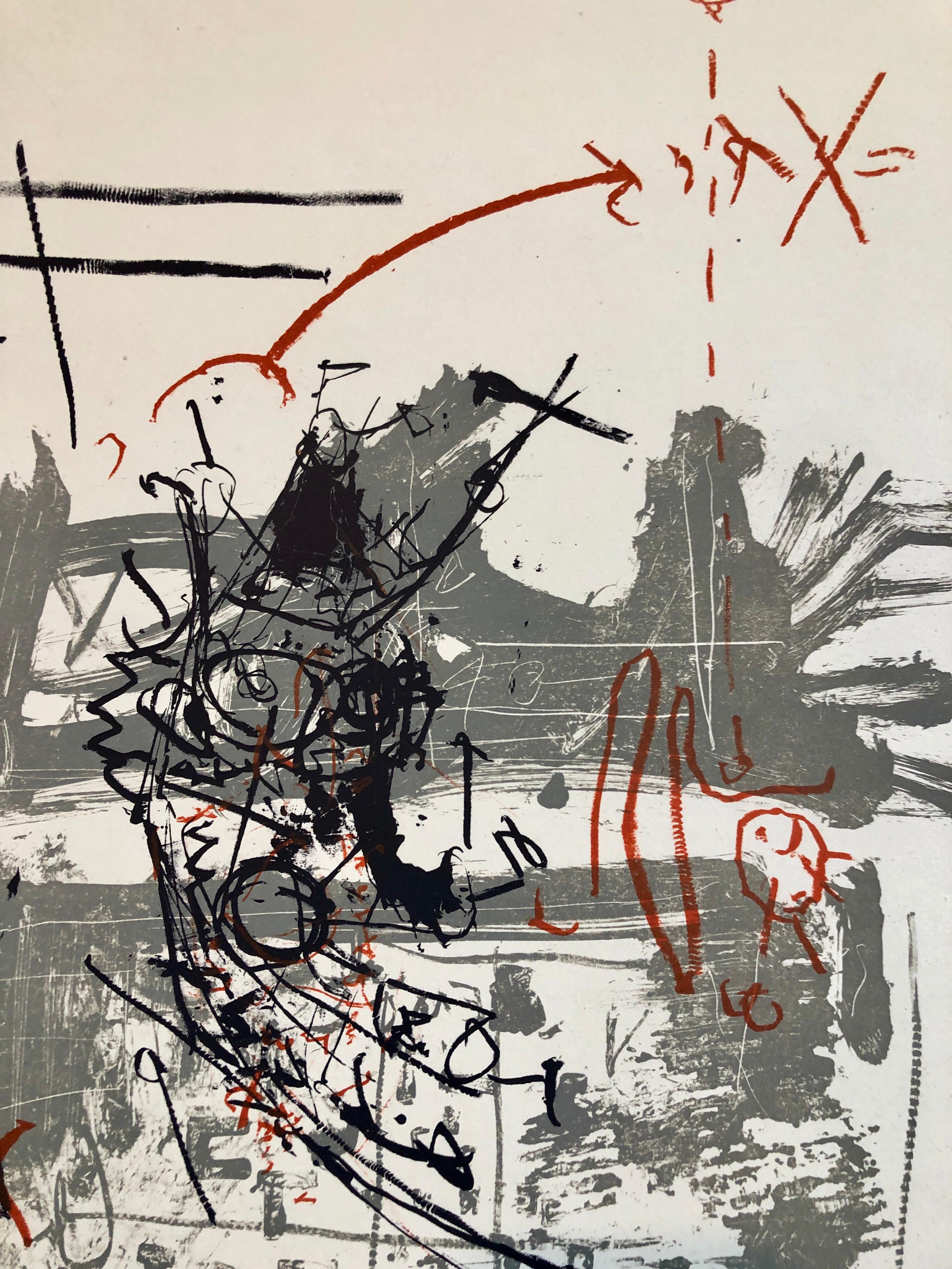 Lithographie d'art graffiti moderniste abstrait israélienne de Tumarkin « Broken Hour » (heure de broche) - Moderne Print par Igael Tumarkin