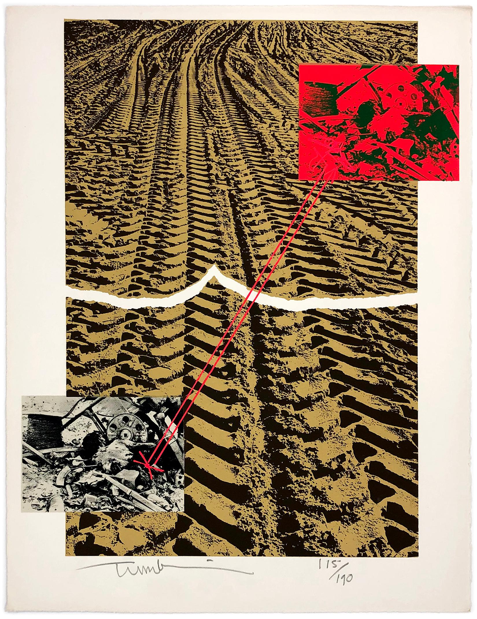 Abstract Print di Igael Tumarkin - Senza titolo (da Dieci pittori sulla guerra e la pace), litografia firmata a mano