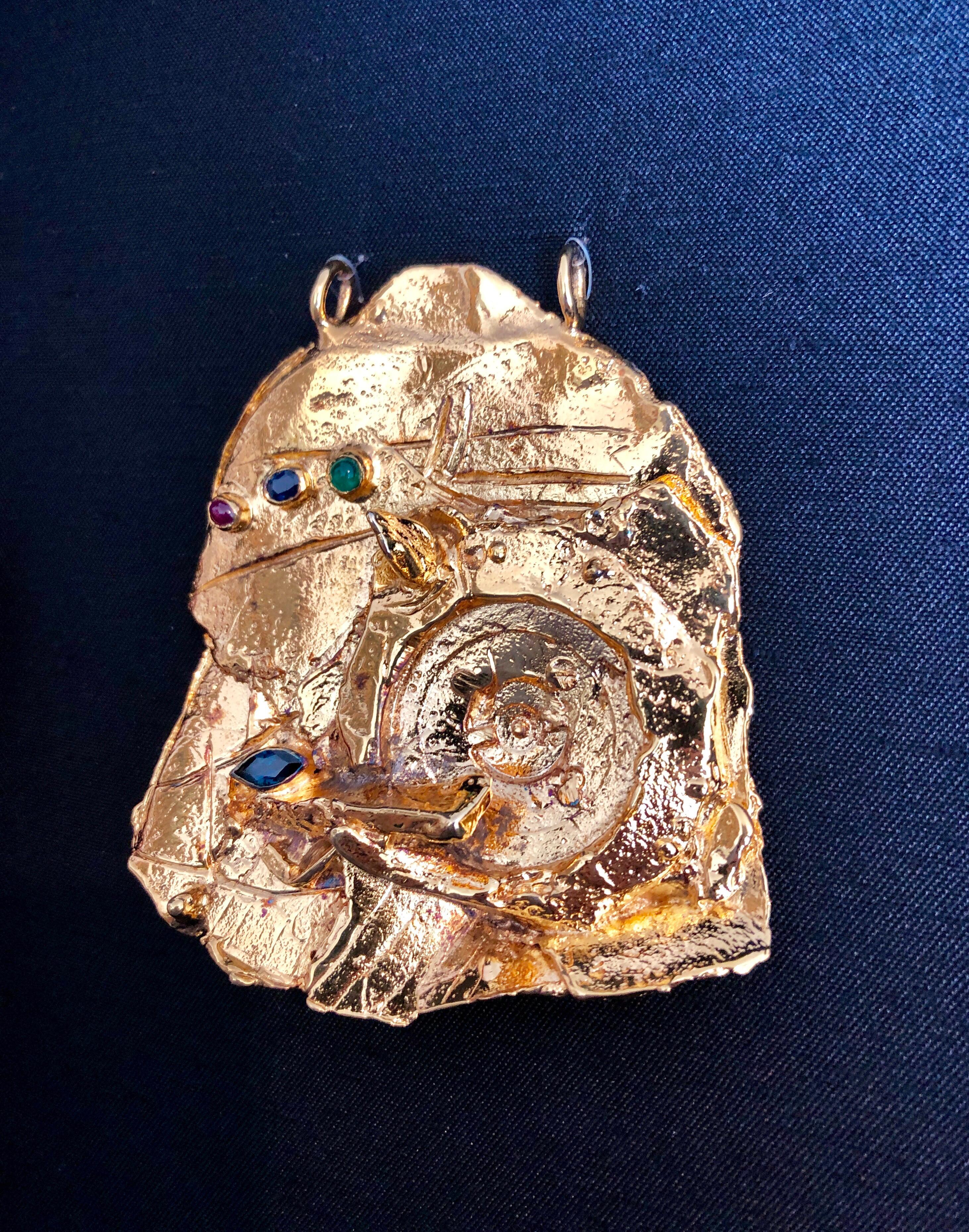 Vergoldete Bronzeskulptur-Brosche Tragbare Kunst Israeli Tumarkin Abstrakter Surrealistische Skulptur im Angebot 8