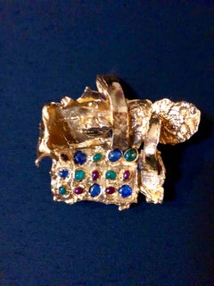 Scultura in bronzo dorato Spilla Arte Israeliana Tumarkin Astratto Surrealista