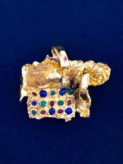 Gold Gilt Bronze Sculpture Brooch Art Israeli Tumarkin Abstract Surrealist