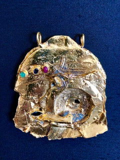 Scultura in bronzo dorato Collana Arte Israeliana Tumarkin Astratta Surrealista