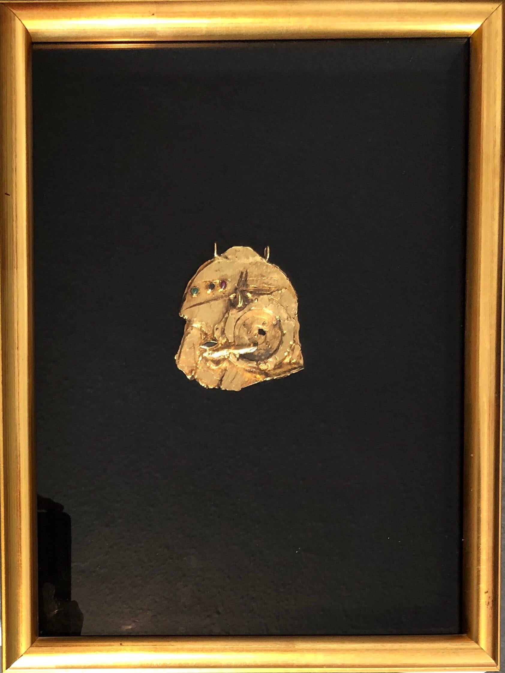 Vergoldete vergoldete Bronze-Skulptur-Halskette, Kunst Israeli Tumarkin Abstrakter Surrealist  im Angebot 1