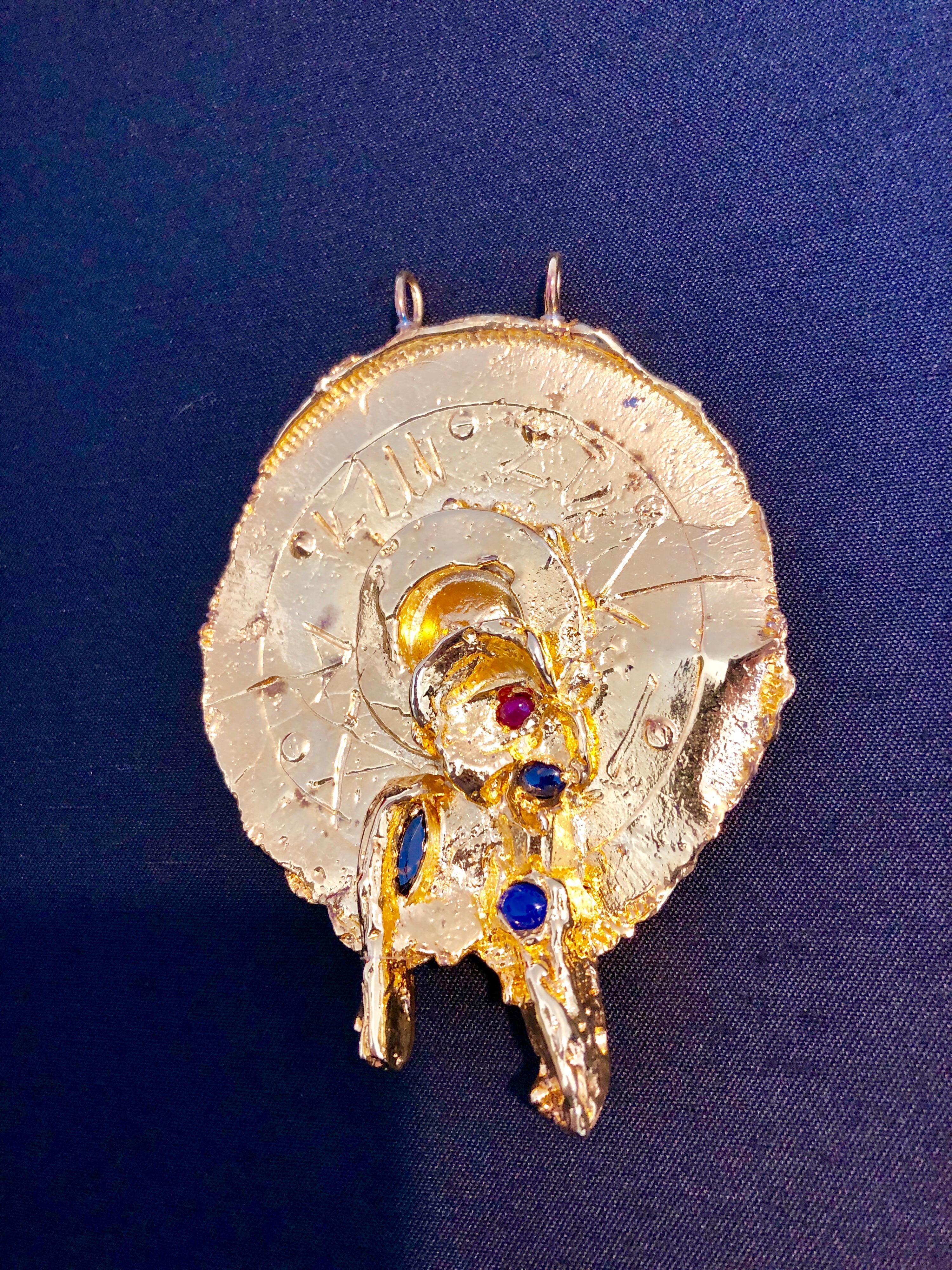 Gold vergoldete Bronze-Skulptur-Anhänger-Kunst Israeli Tumarkin Abstrakter Surrealist im Angebot 5