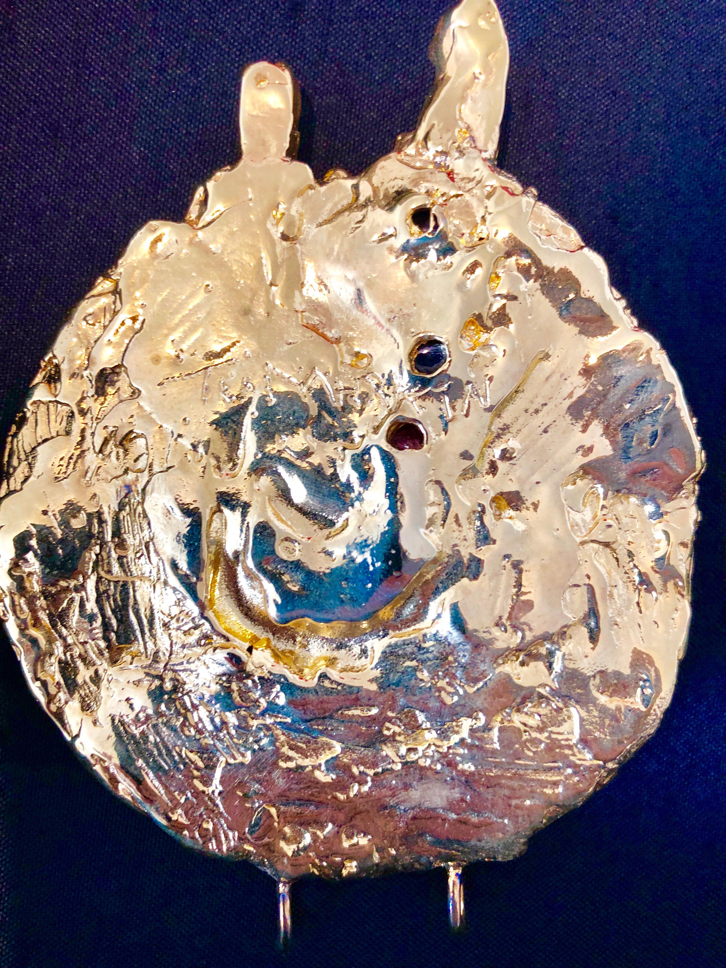 Gold vergoldete Bronze-Skulptur-Anhänger-Kunst Israeli Tumarkin Abstrakter Surrealist im Angebot 7