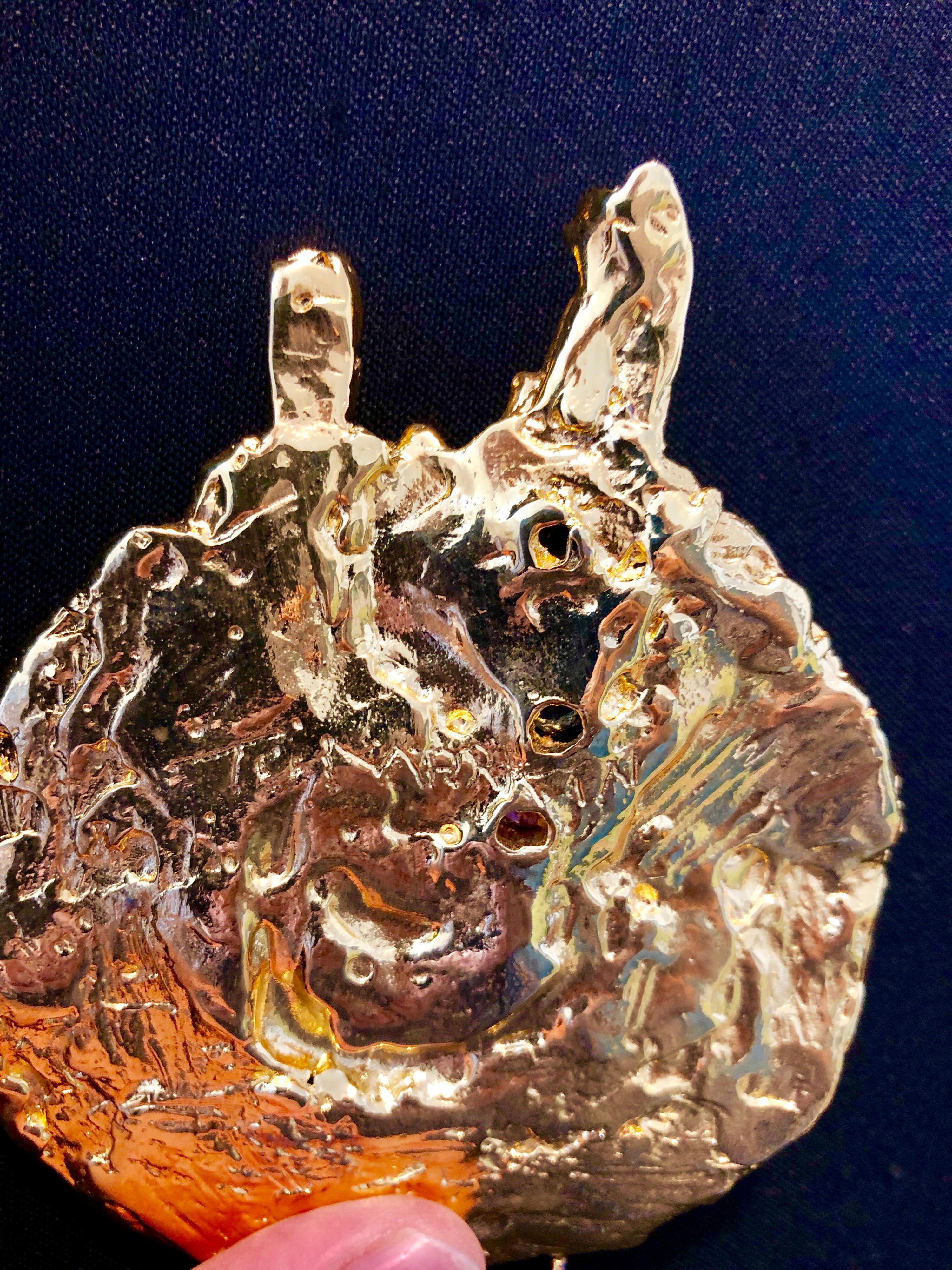 Gold vergoldete Bronze-Skulptur-Anhänger-Kunst Israeli Tumarkin Abstrakter Surrealist im Angebot 8
