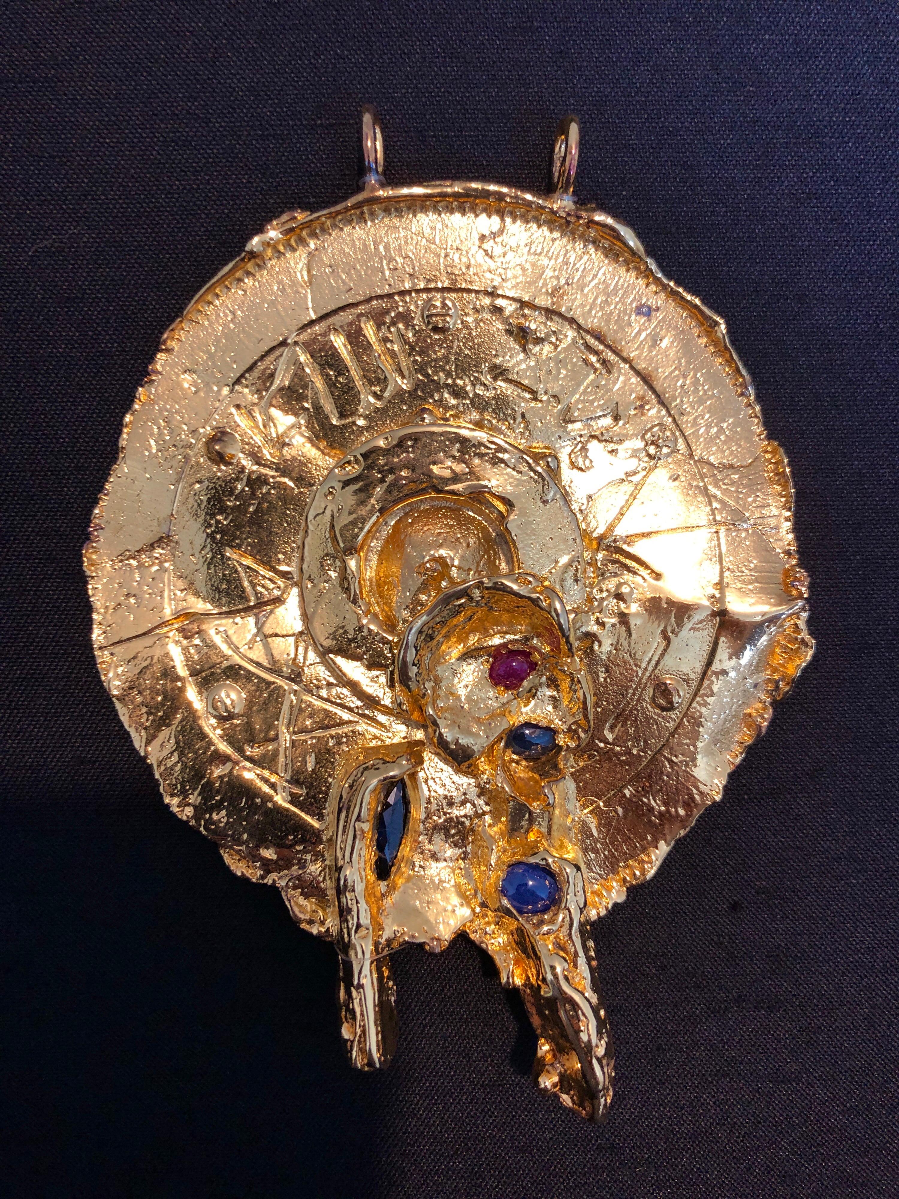 Gold vergoldete Bronze-Skulptur-Anhänger-Kunst Israeli Tumarkin Abstrakter Surrealist im Angebot 3