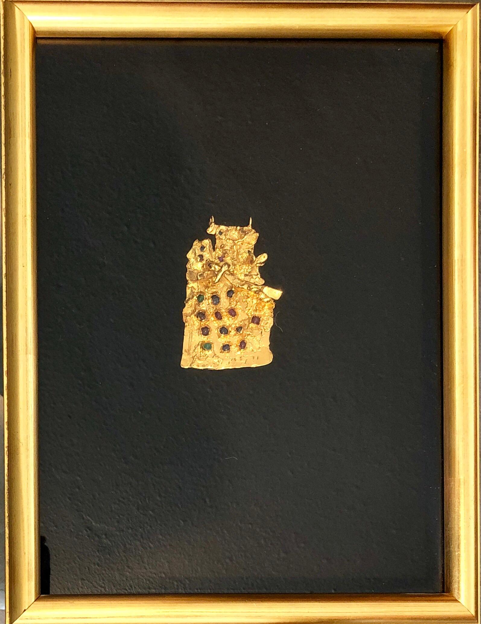 Pendentifs modernistes abstraits d'Israël de Tumarkin en bronze doré et or 6