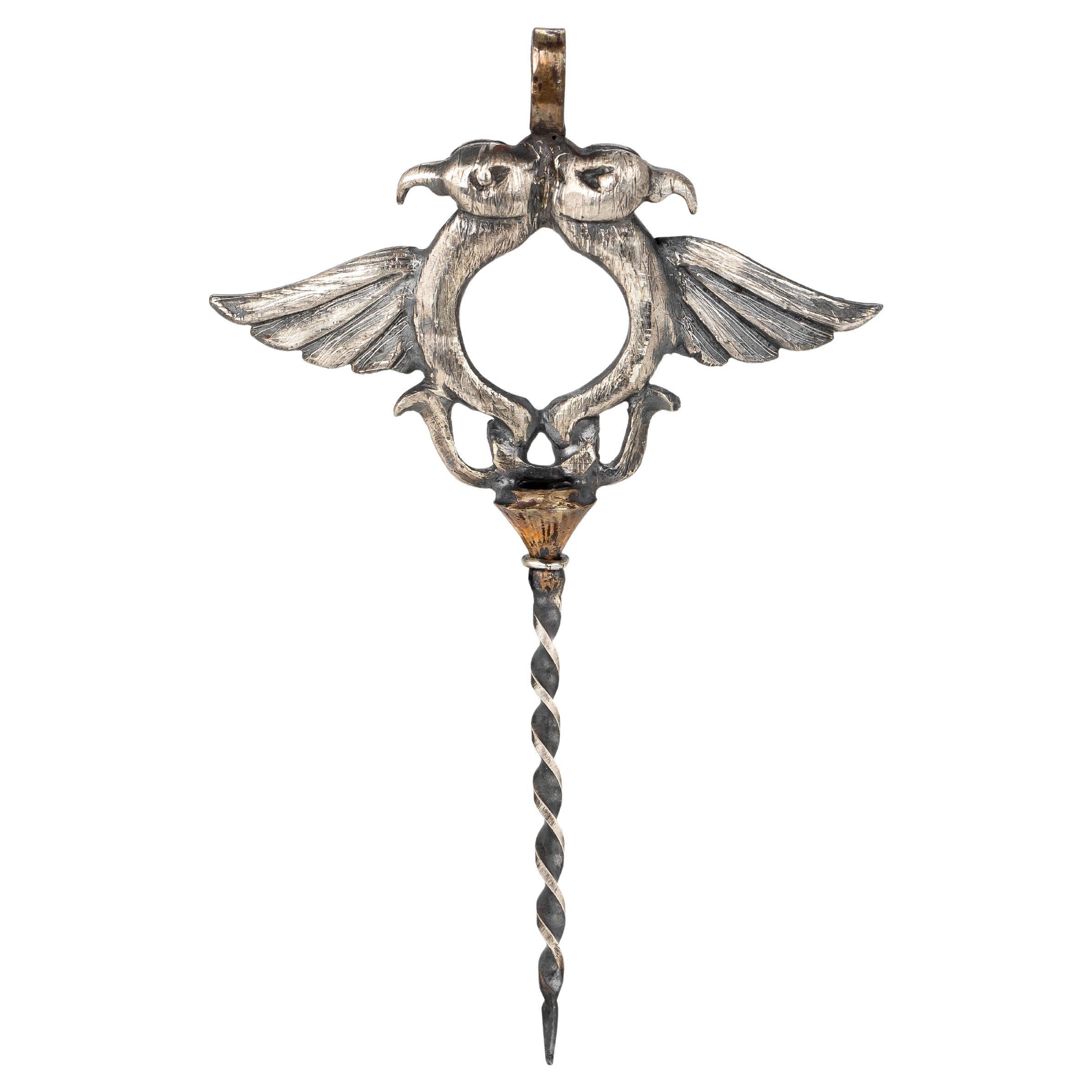 igar Piercer with Double-Headed Eagle - Bronze & Silver Sculptural Tool