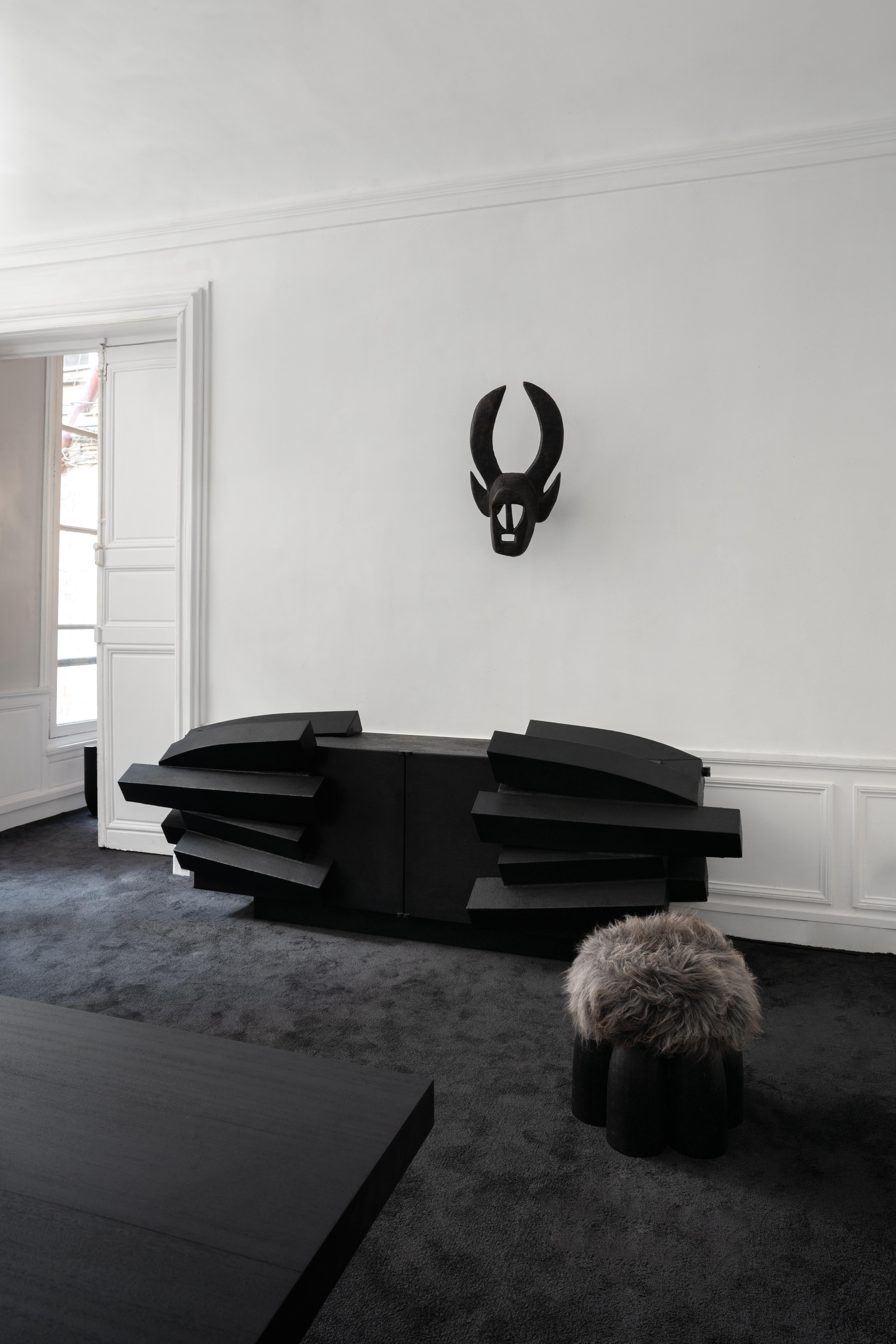 IGBO sideboard, black oak and metal burned by  Arno Declercq For Sale 4