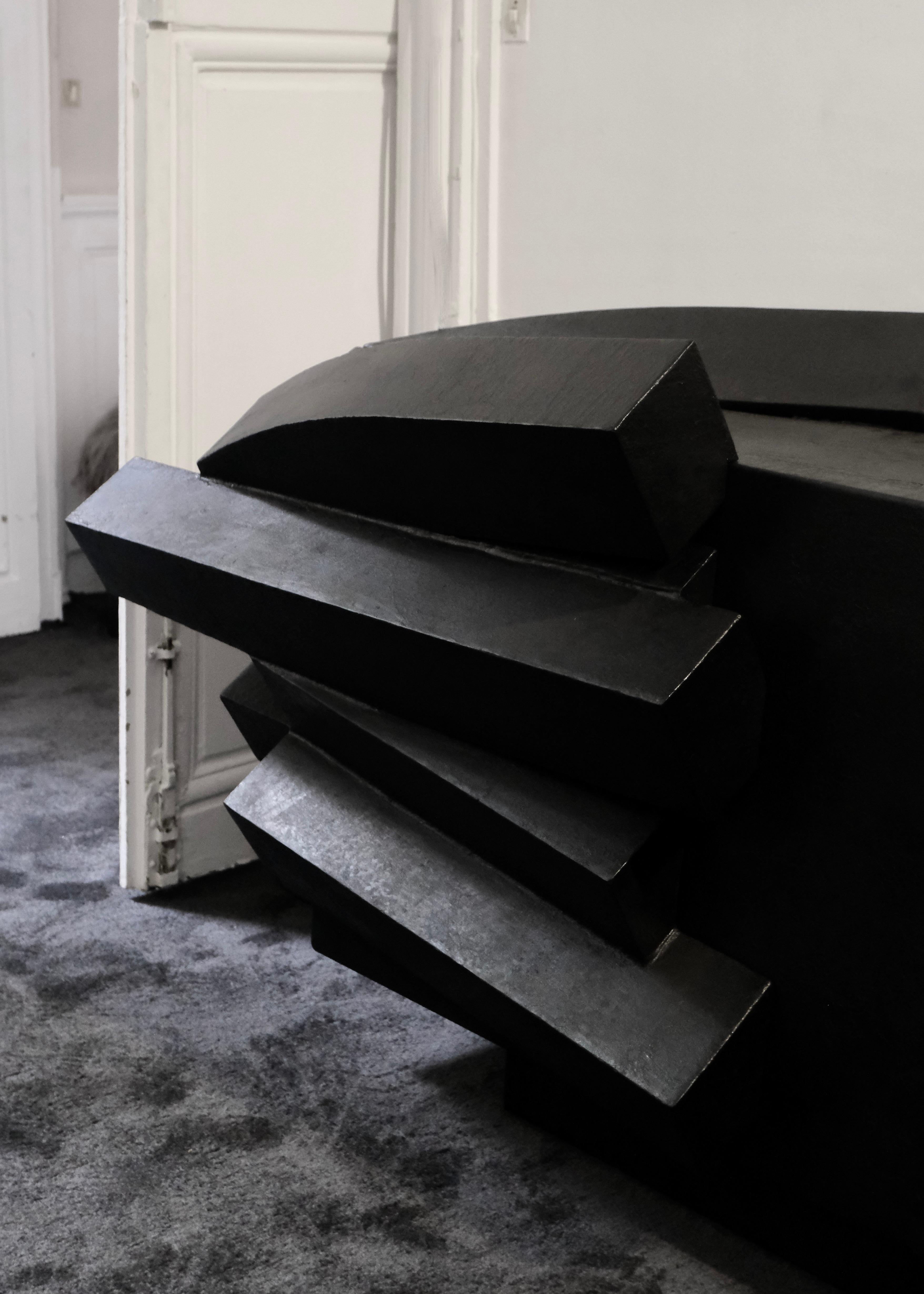 IGBO sideboard, black oak and metal burned by  Arno Declercq For Sale 5