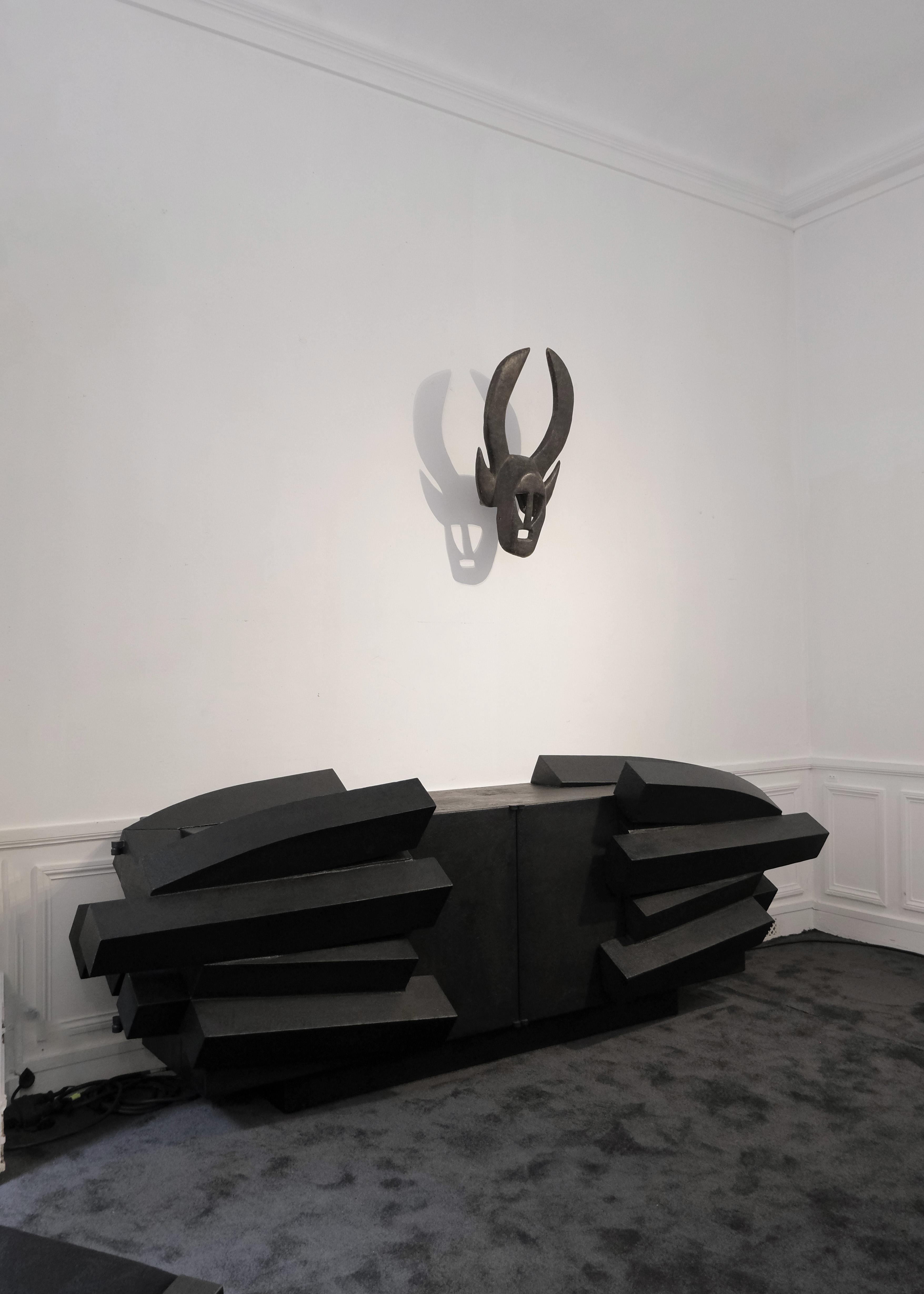 IGBO sideboard, black oak and metal burned by  Arno Declercq For Sale 6