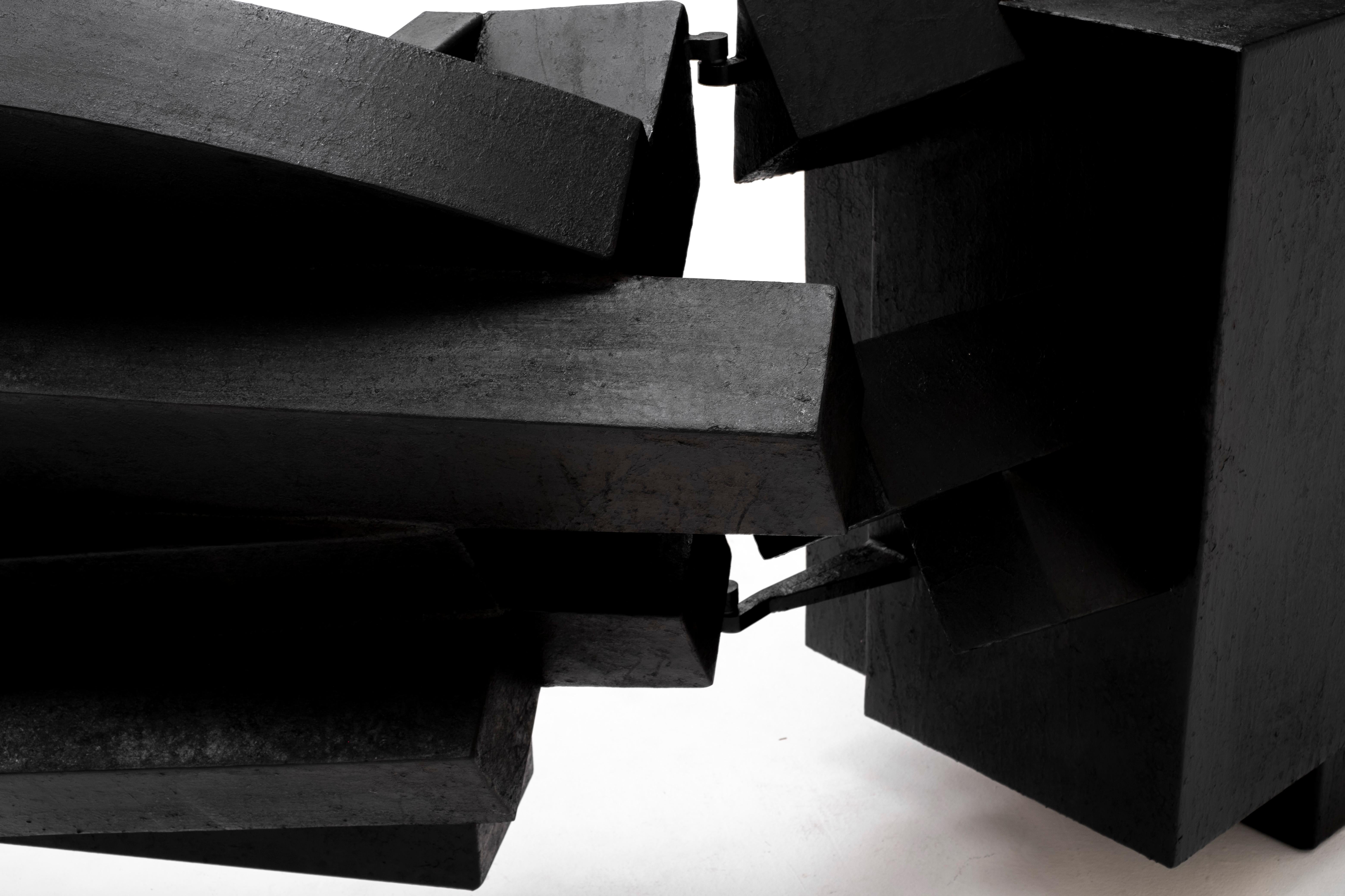 IGBO sideboard, black oak and metal burned by  Arno Declercq For Sale 3
