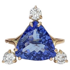 Gemstone ring 14k  gold  Certified  Tanzanite Diamonds Cocktail Ring
