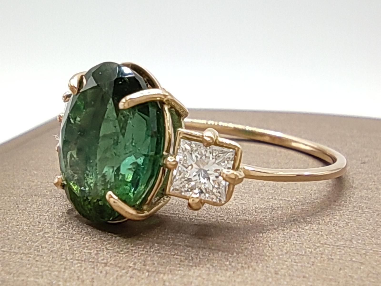 Gemstone 14kt solid Gold Ring Tourmaline   Diamonds Cocktail ring gift  for her  For Sale 9