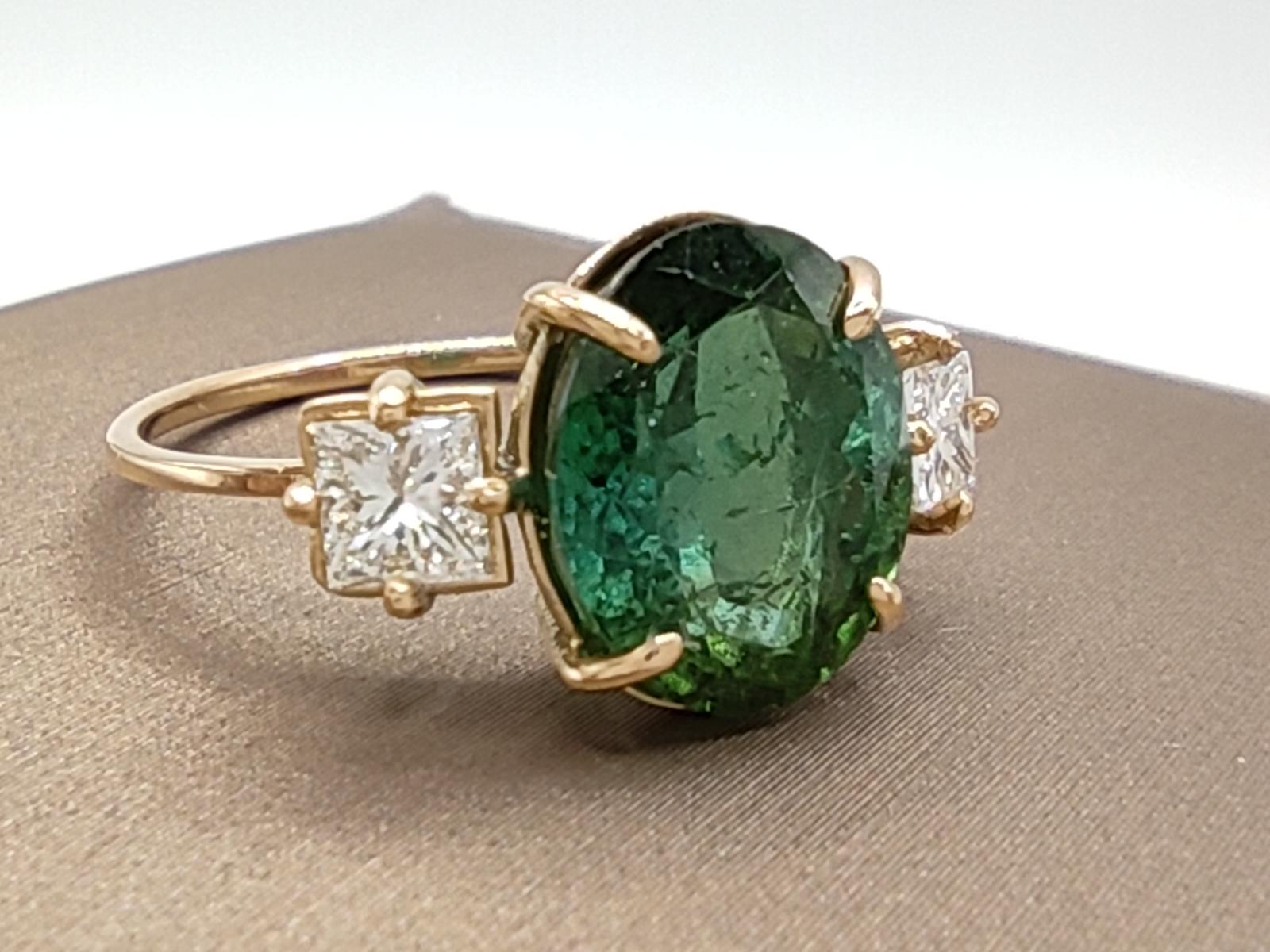 Gemstone 14kt solid Gold Ring Tourmaline   Diamonds Cocktail ring gift  for her  10
