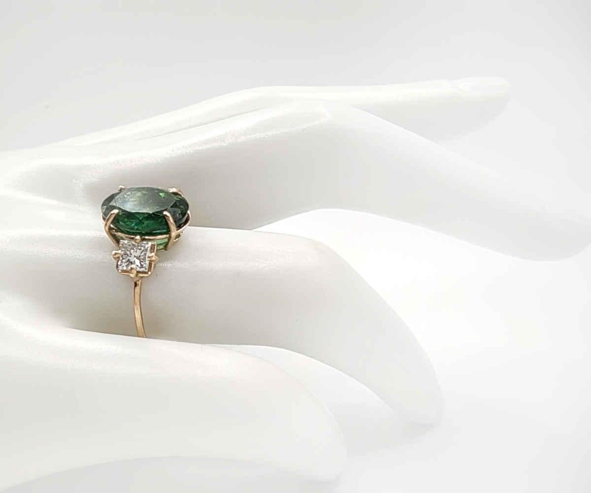 Edelstein 14kt massiv Gold Ring Turmalin   Cocktail-Ring mit Diamanten als Geschenk  für sie  (Ovalschliff)